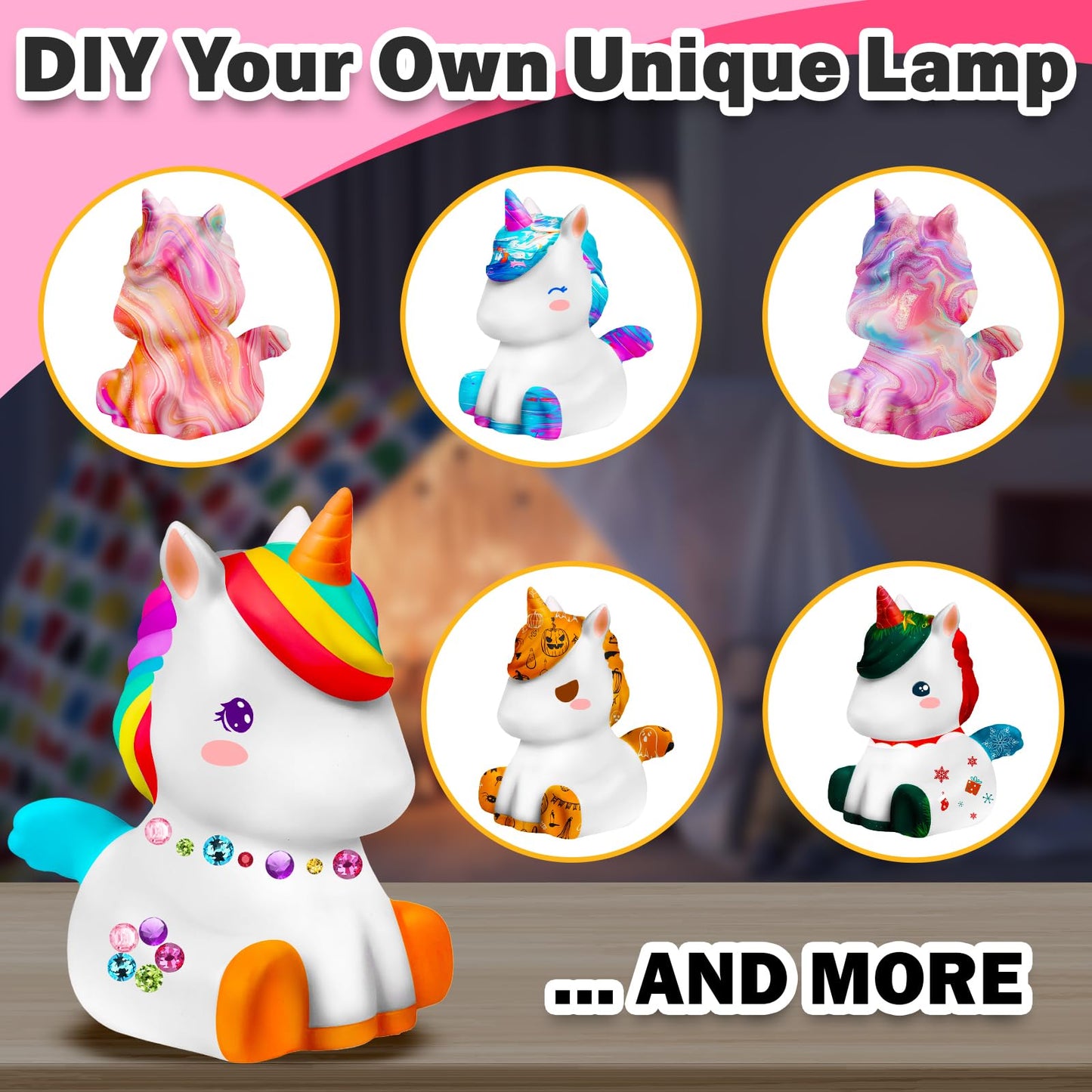 FUNZBO Paint Your Own Unicorn Lamp Kit — DIY Night Light for Kids & Teens