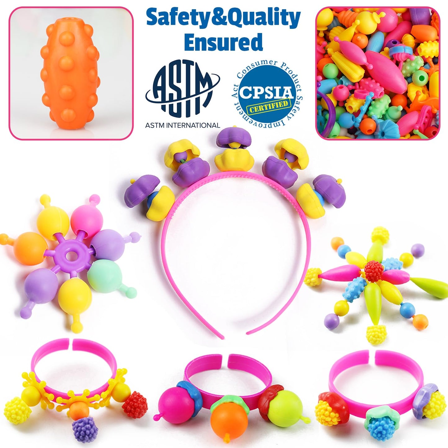FUNZBO 850pcs Pop Beads Jewelry Making Kit for Kids - Snap, Create & Shine