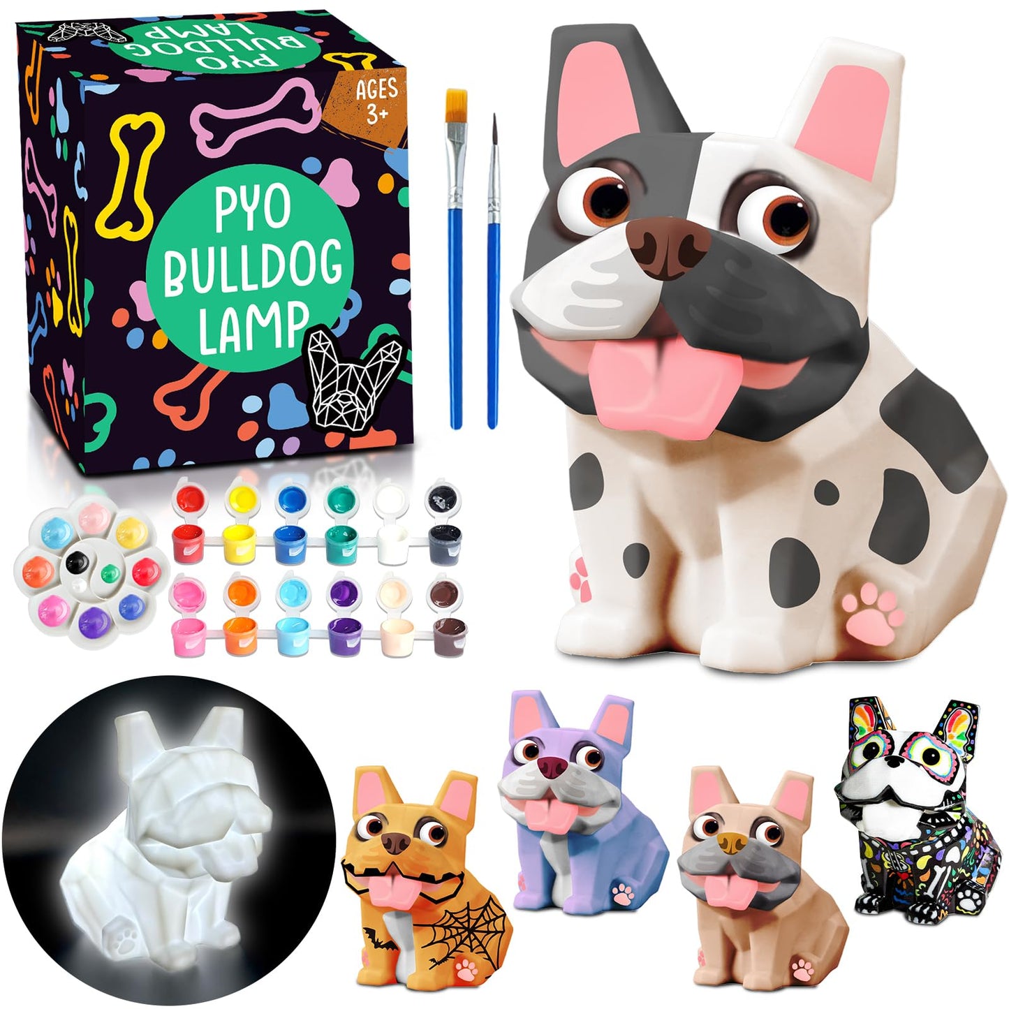 FUNZBO Paint Your Own Dog French Bulldog Lamp Kit – Kids DIY Night Light & Gift Idea