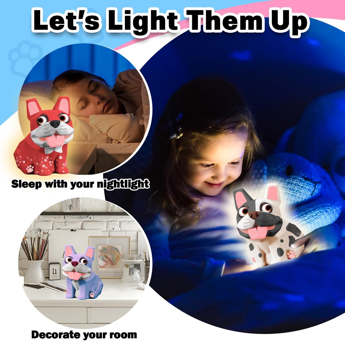 FUNZBO Paint Your Own Dog French Bulldog Lamp Kit – Kids DIY Night Light & Gift Idea