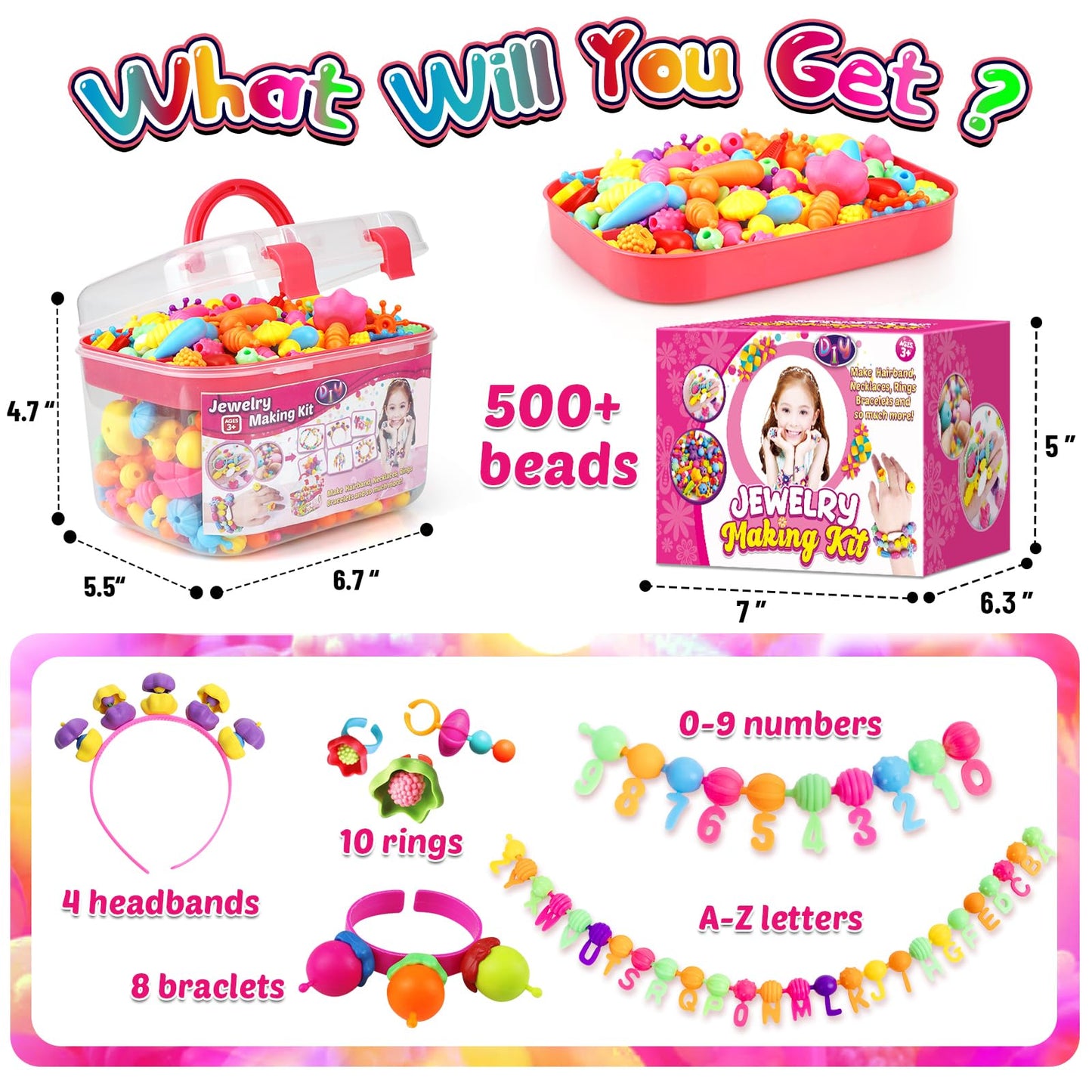 FUNZBO 520+ Snap Pop Beads Kit | Jewelry Craft for Kids Ages 3-8