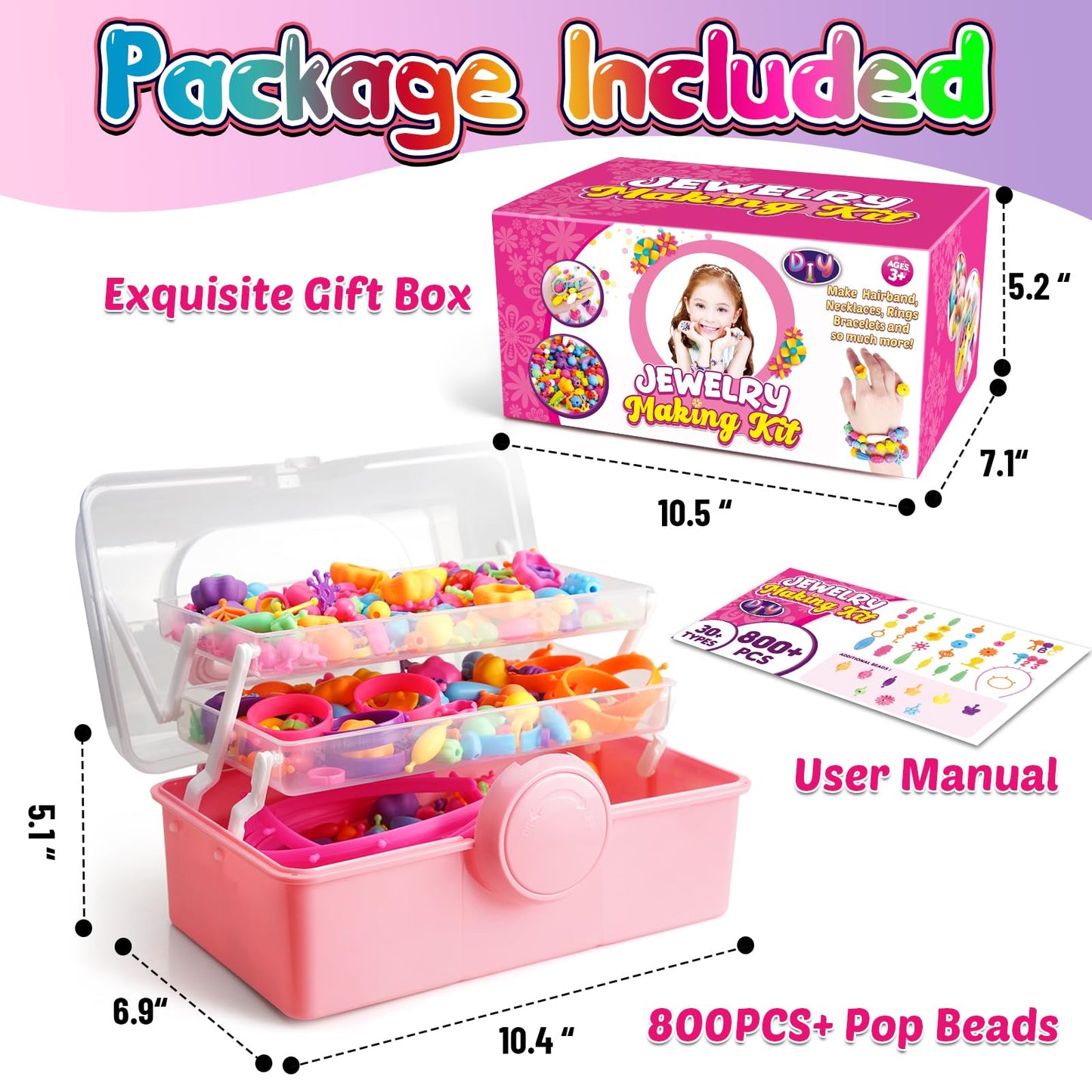 FUNZBO 850pcs Pop Beads Jewelry Making Kit for Kids - Snap, Create & Shine
