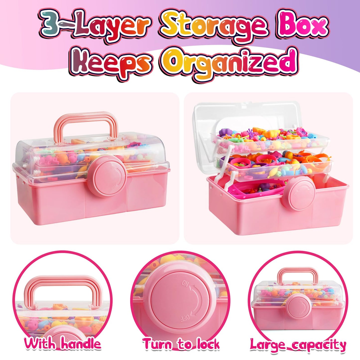 FUNZBO 850pcs Pop Beads Jewelry Making Kit for Kids - Snap, Create & Shine