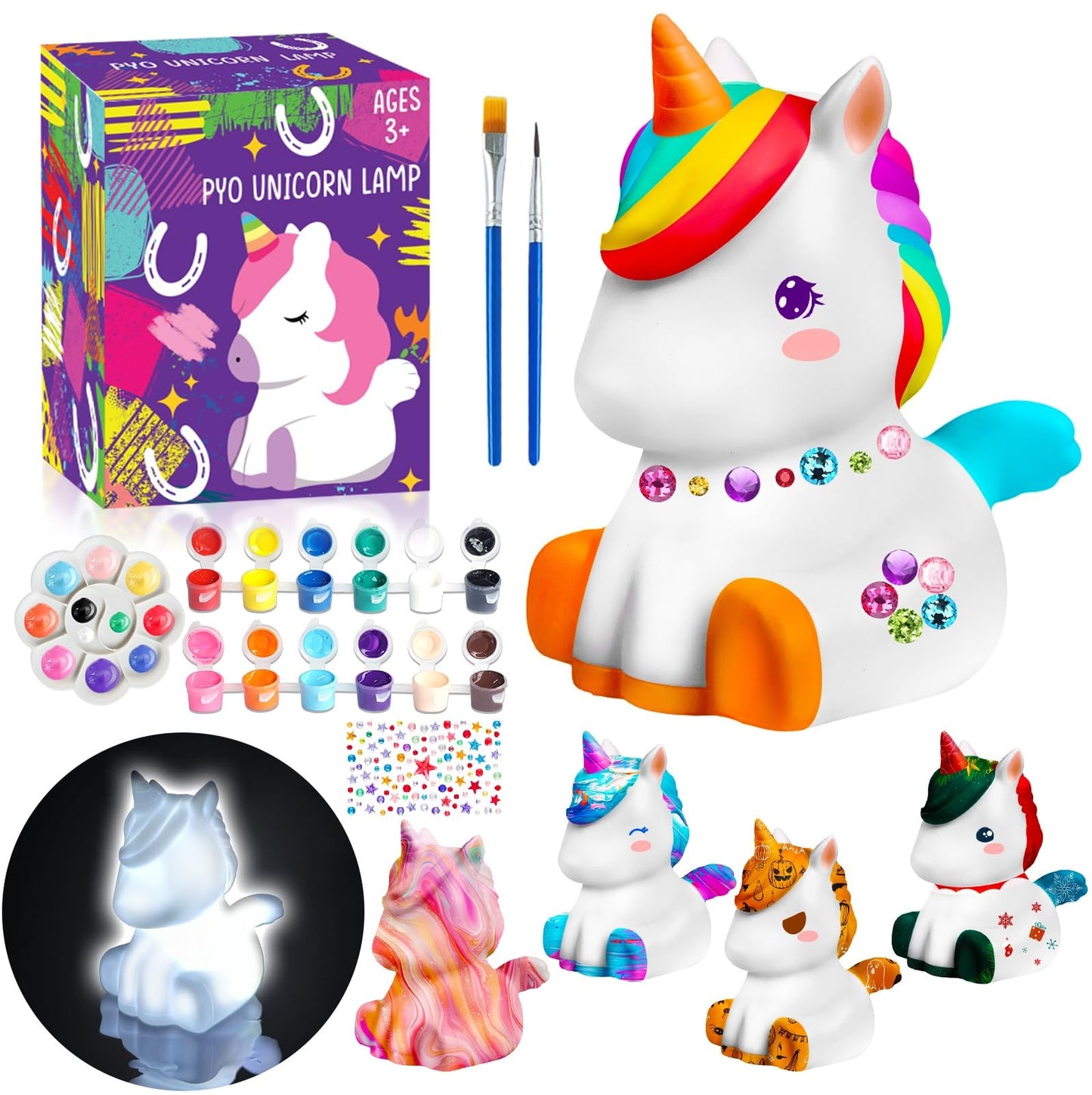 FUNZBO Paint Your Own Unicorn Lamp Kit — DIY Night Light for Kids & Teens