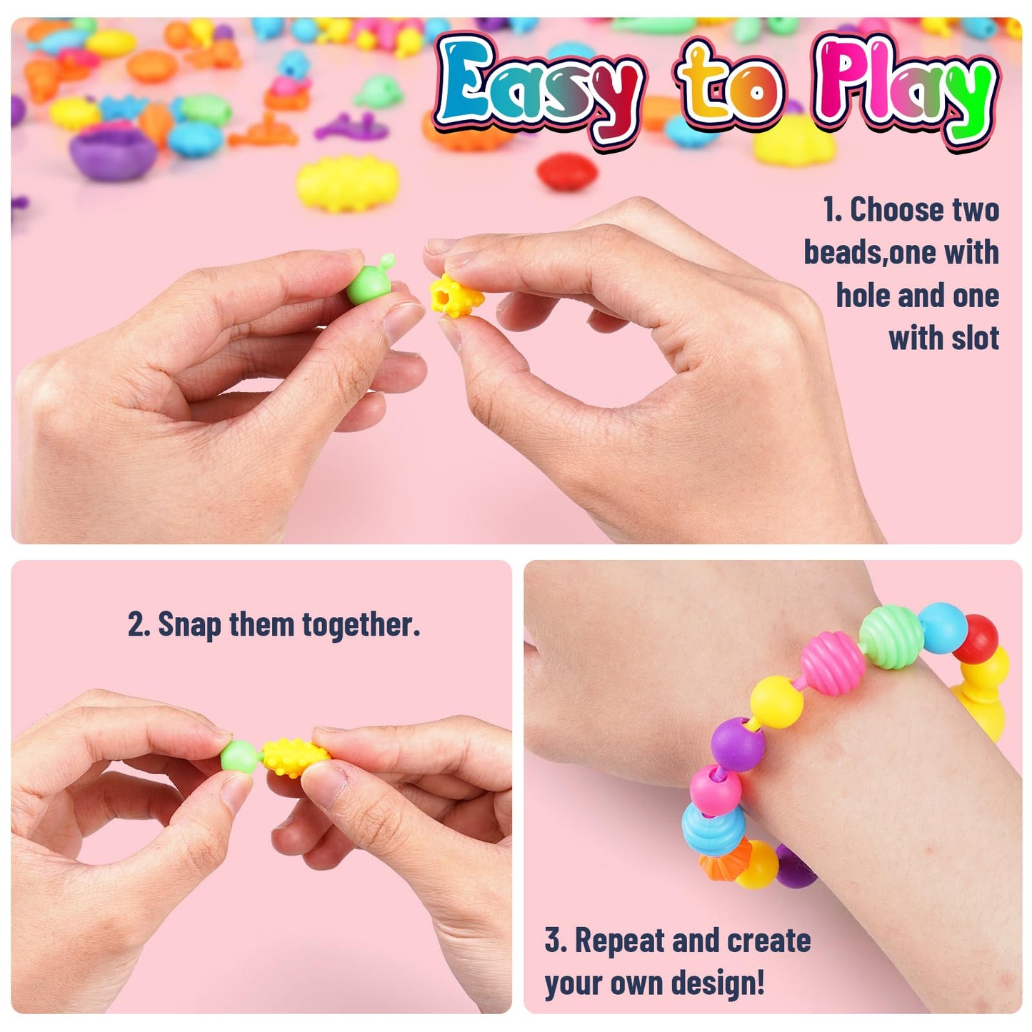 FUNZBO 520+ Snap Pop Beads Kit | Jewelry Craft for Kids Ages 3-8