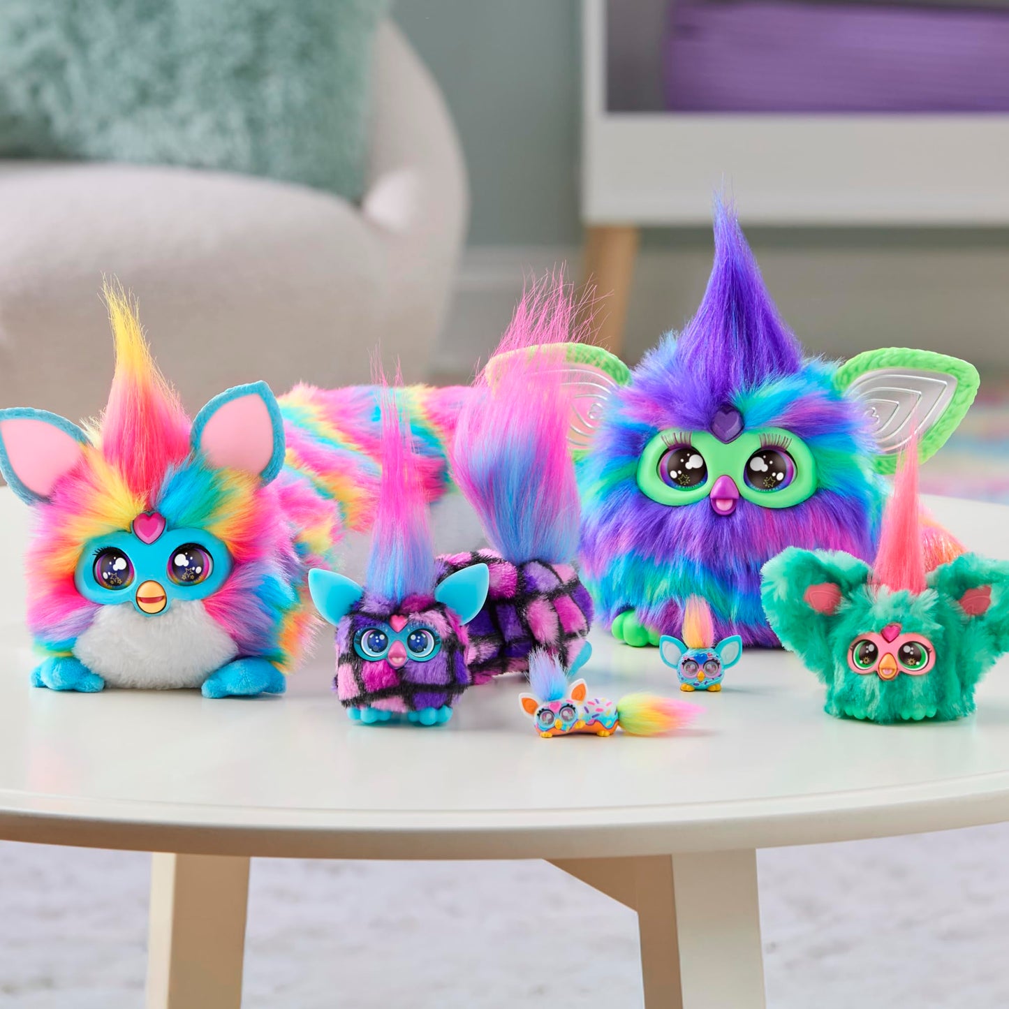 Furby DJ Furblets Kitt-Ee-Luv Mini Electronic Plush Toy – Stretchy Fun, Furbish, Pink Cheetah Print