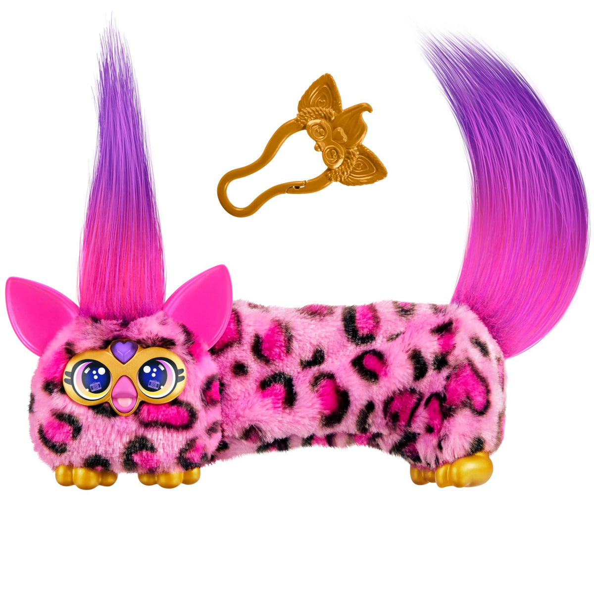Furby DJ Furblets Kitt-Ee-Luv Mini Electronic Plush Toy – Stretchy Fun, Furbish, Pink Cheetah Print
