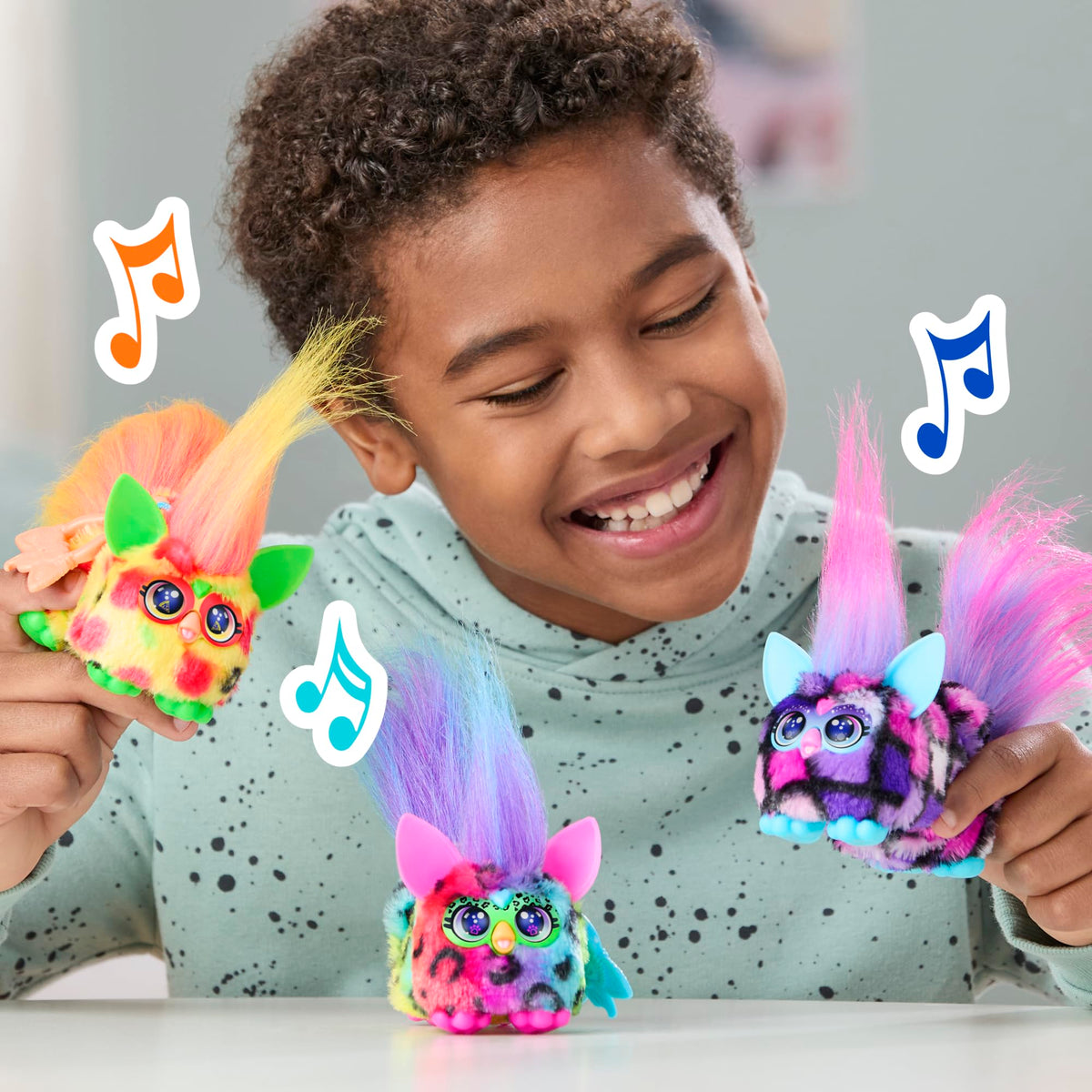 FURBY DJ Furblets Pepp-Oh-Roni Mini Plush Toy – Stretchy, Musical, Furbish, Pizza Colors