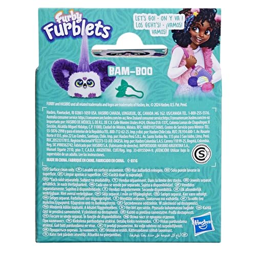 Furby Furblets Bam-Boo Panda Mini Plush — 45+ Sounds, Furbish, Keychain Clip | Ages 6+