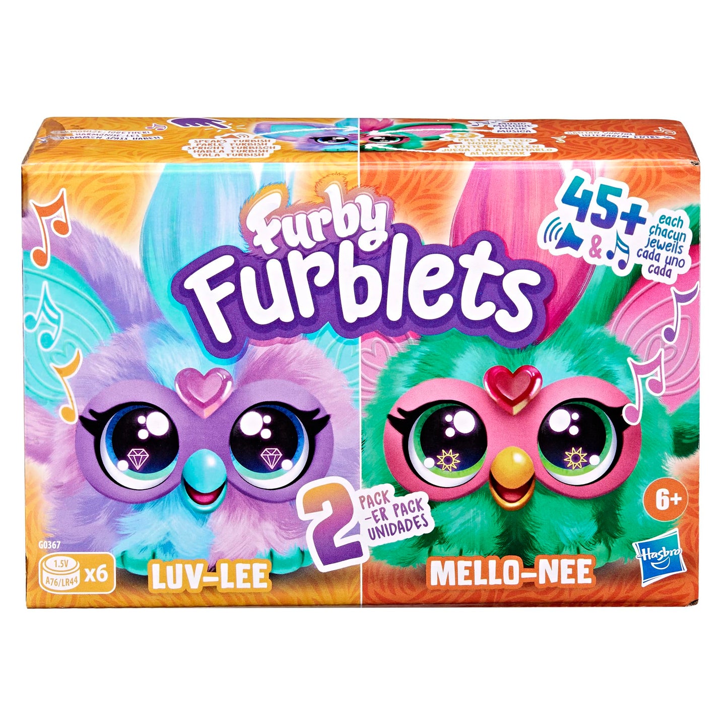 Furby Furblets 2-Pack: Luv-Lee & Mello-Nee Mini Plush with 45+ Sounds