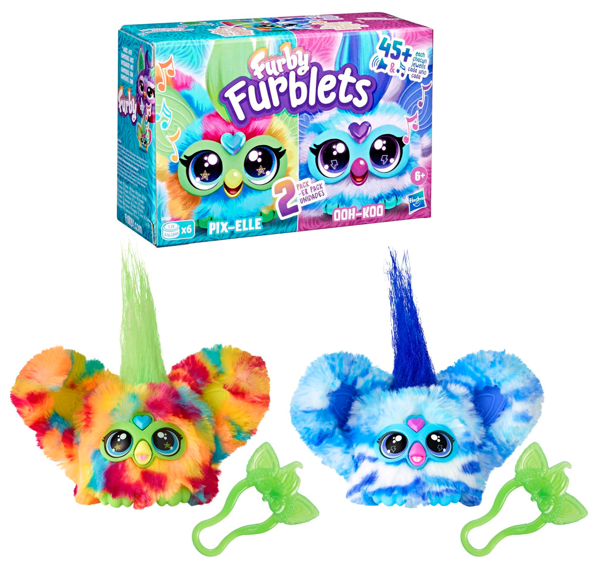 Furby Furblets 2-Pack Pix-Elle & Ooh-Koo – 45+ Sounds Each, Mini Talking Plush Toys | Ages 6+ | Amazon Exclusive
