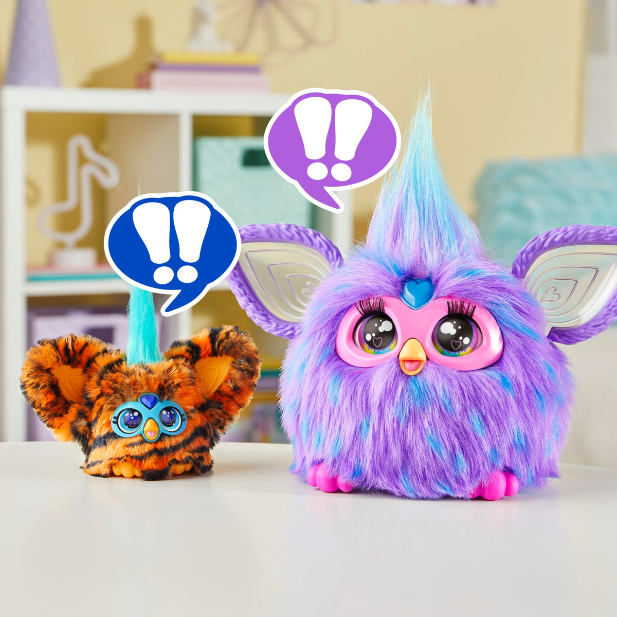 Furby Furblets Ty-Bee Mini Friend – 2-Inch Electronic Plush, 45+ Sounds, Furbish, Orange Tiger