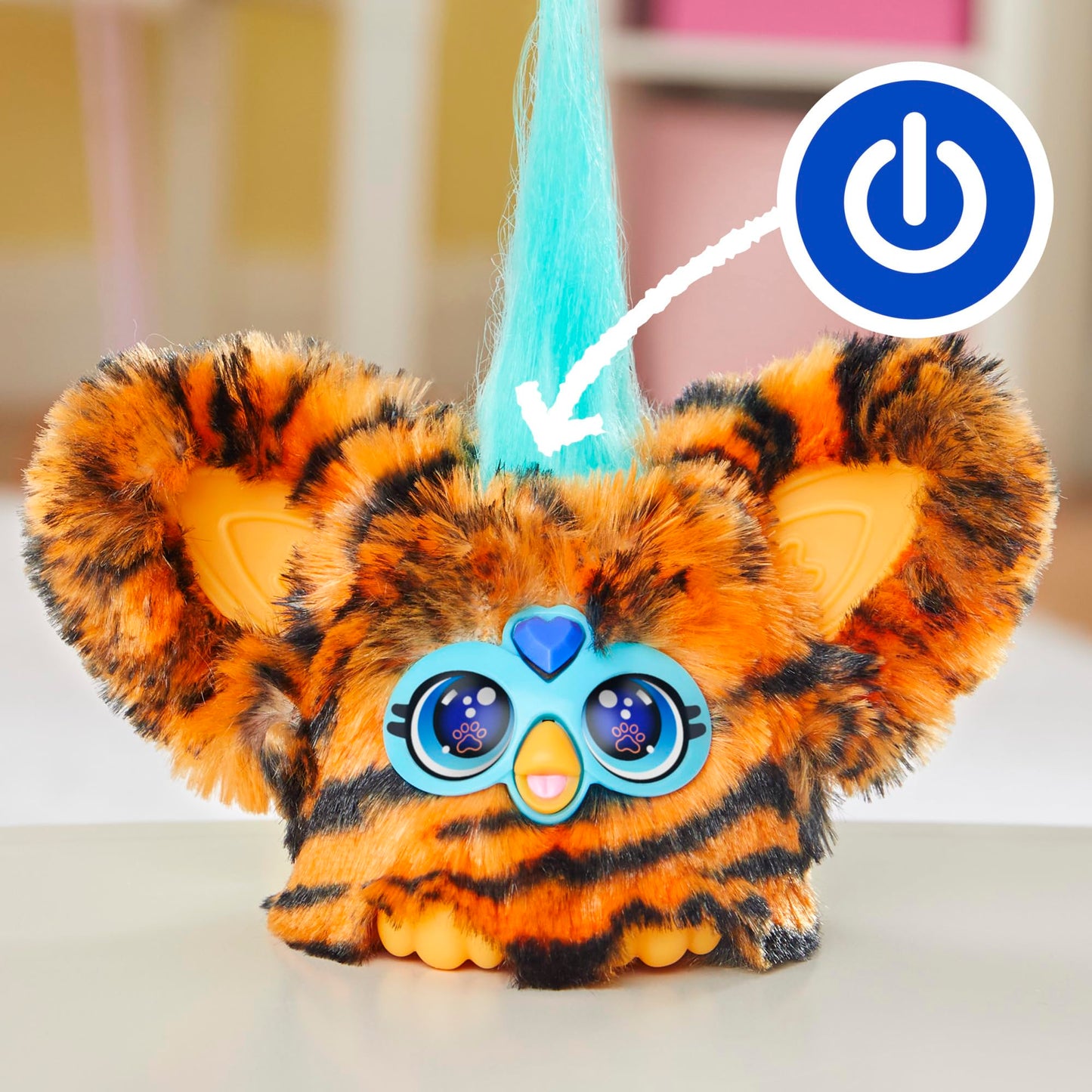 Furby Furblets Ty-Bee Mini Friend – 2-Inch Electronic Plush, 45+ Sounds, Furbish, Orange Tiger