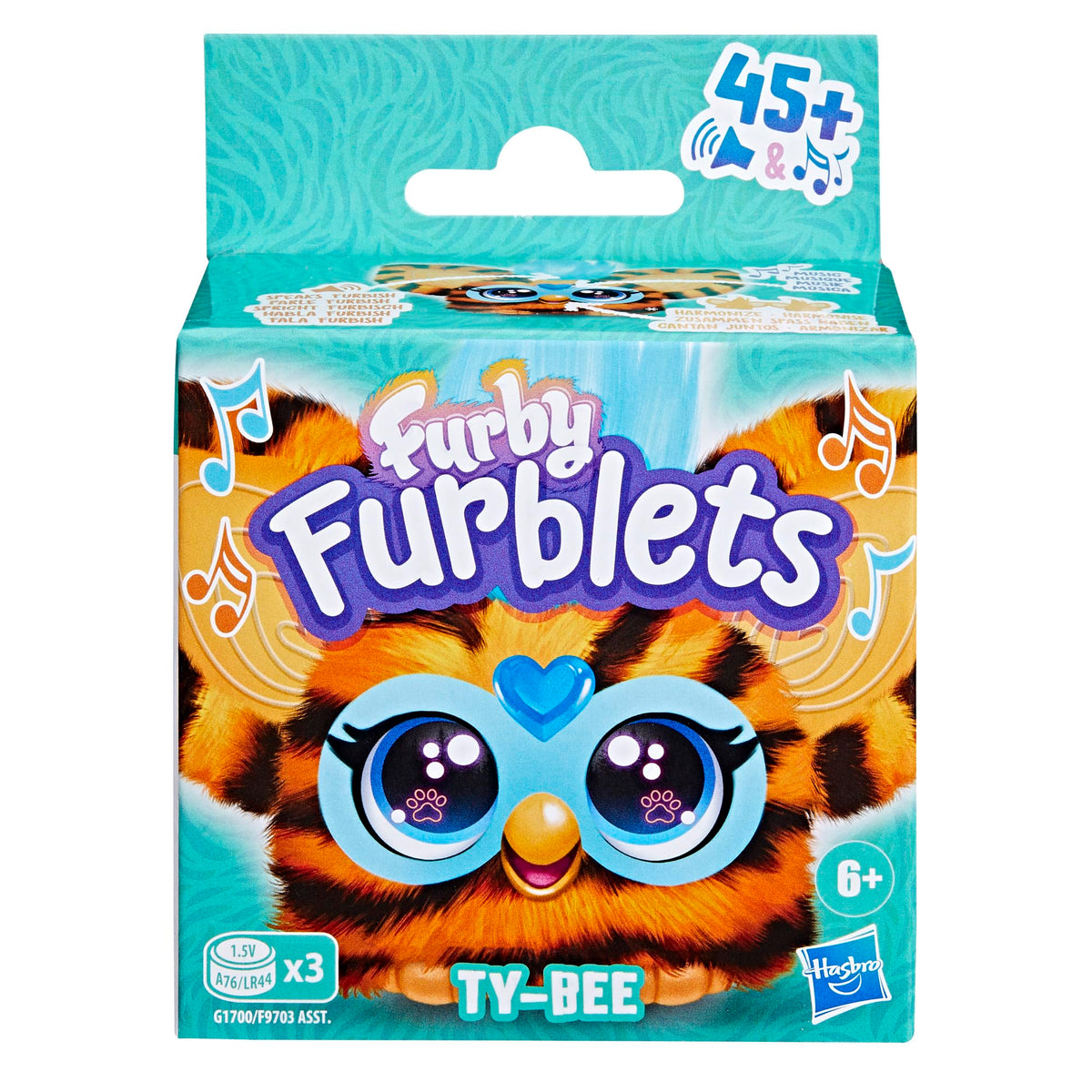 Furby Furblets Ty-Bee Mini Friend – 2-Inch Electronic Plush, 45+ Sounds, Furbish, Orange Tiger