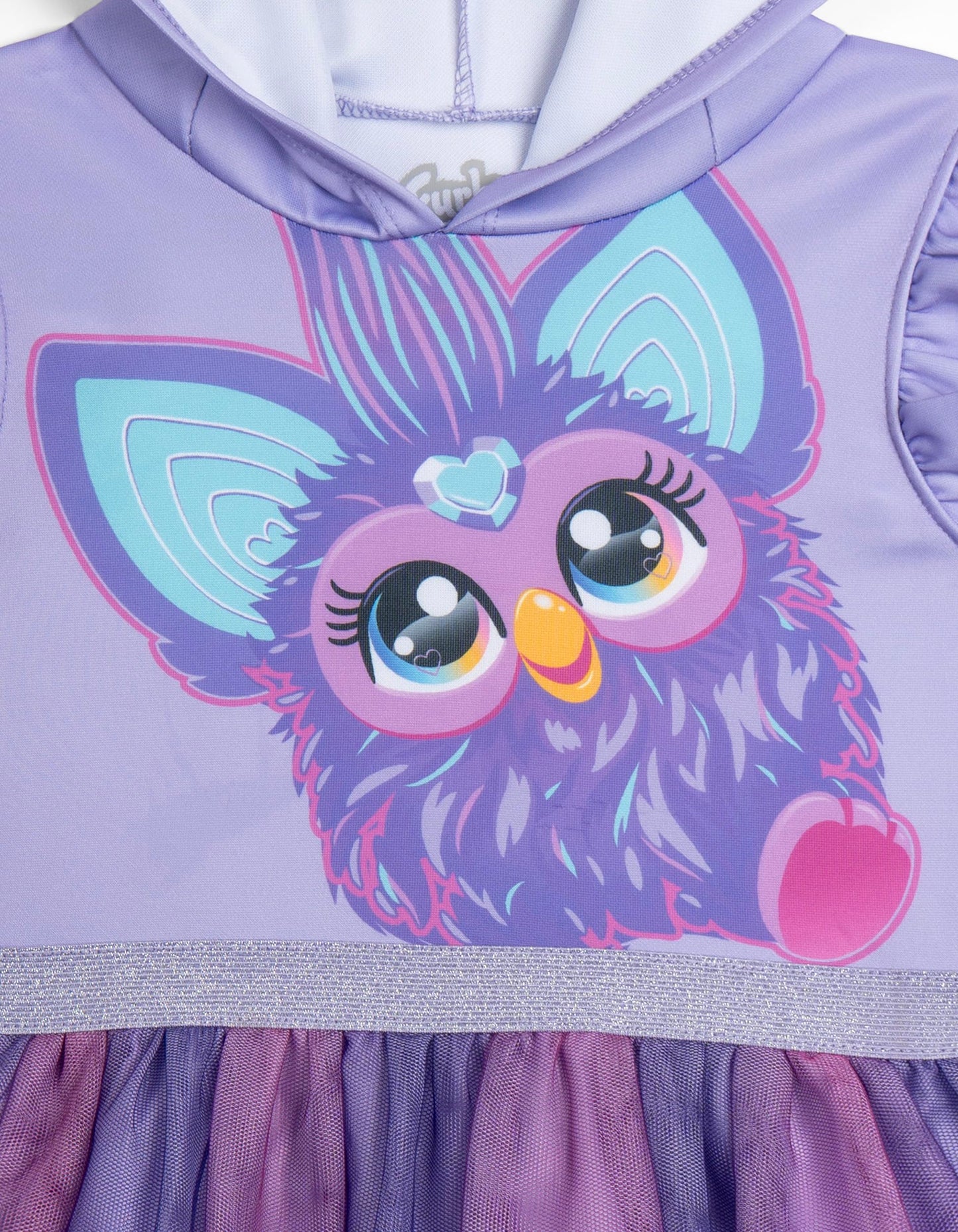 Furby Little Girls Scuba Cosplay Hooded Tulle Tutu Dress – Purple