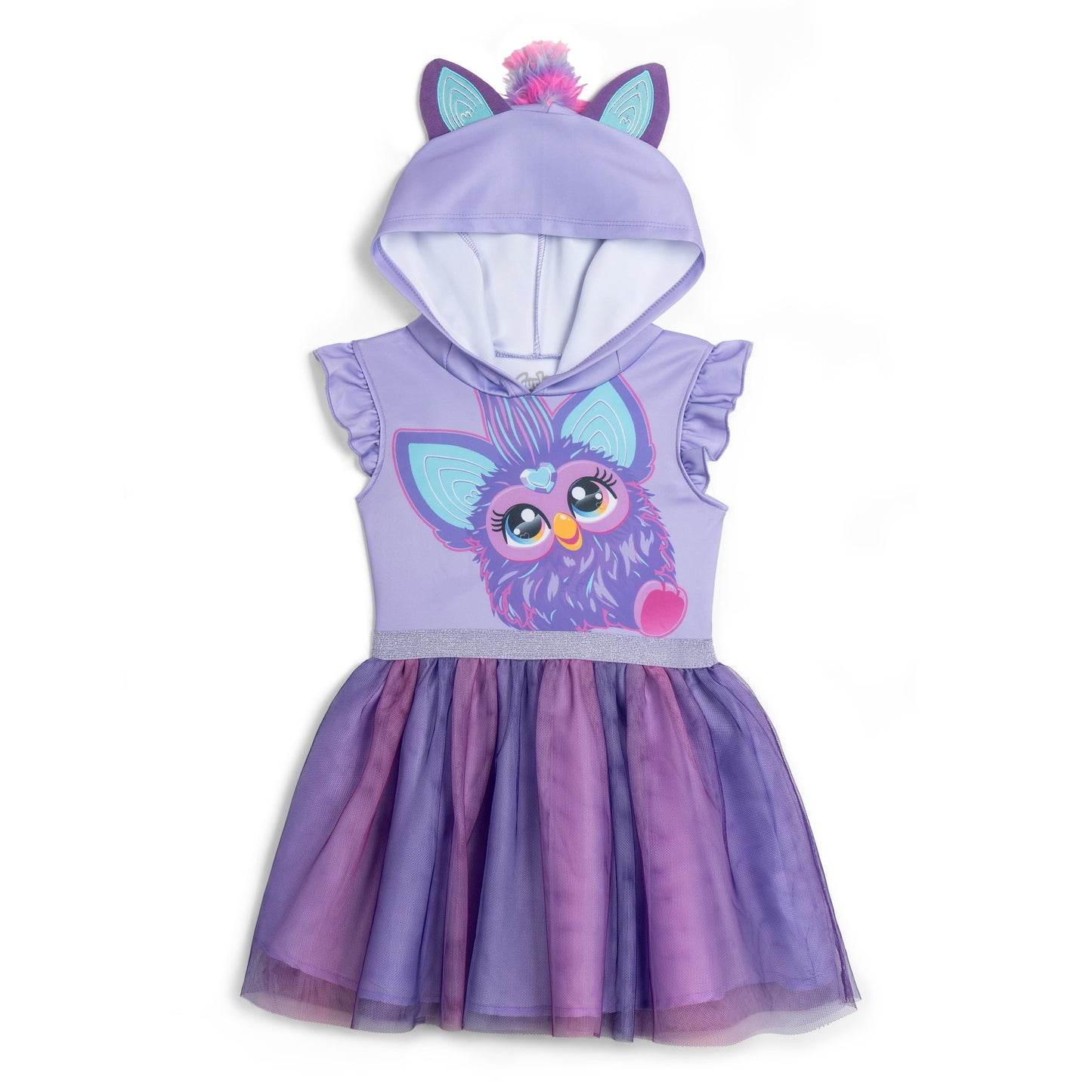 Furby Little Girls Scuba Cosplay Hooded Tulle Tutu Dress – Purple
