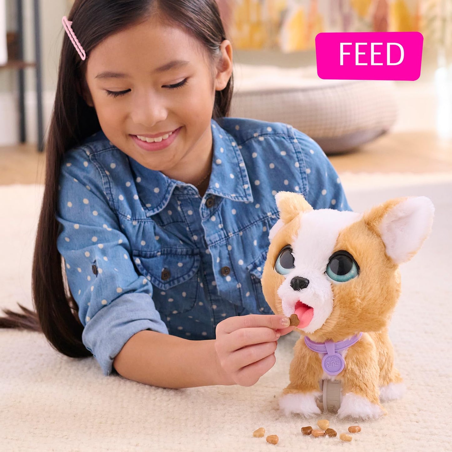 furReal Poop-A-Lots Corgi Interactive Walking Plush – 8-Inch Toy with Leash