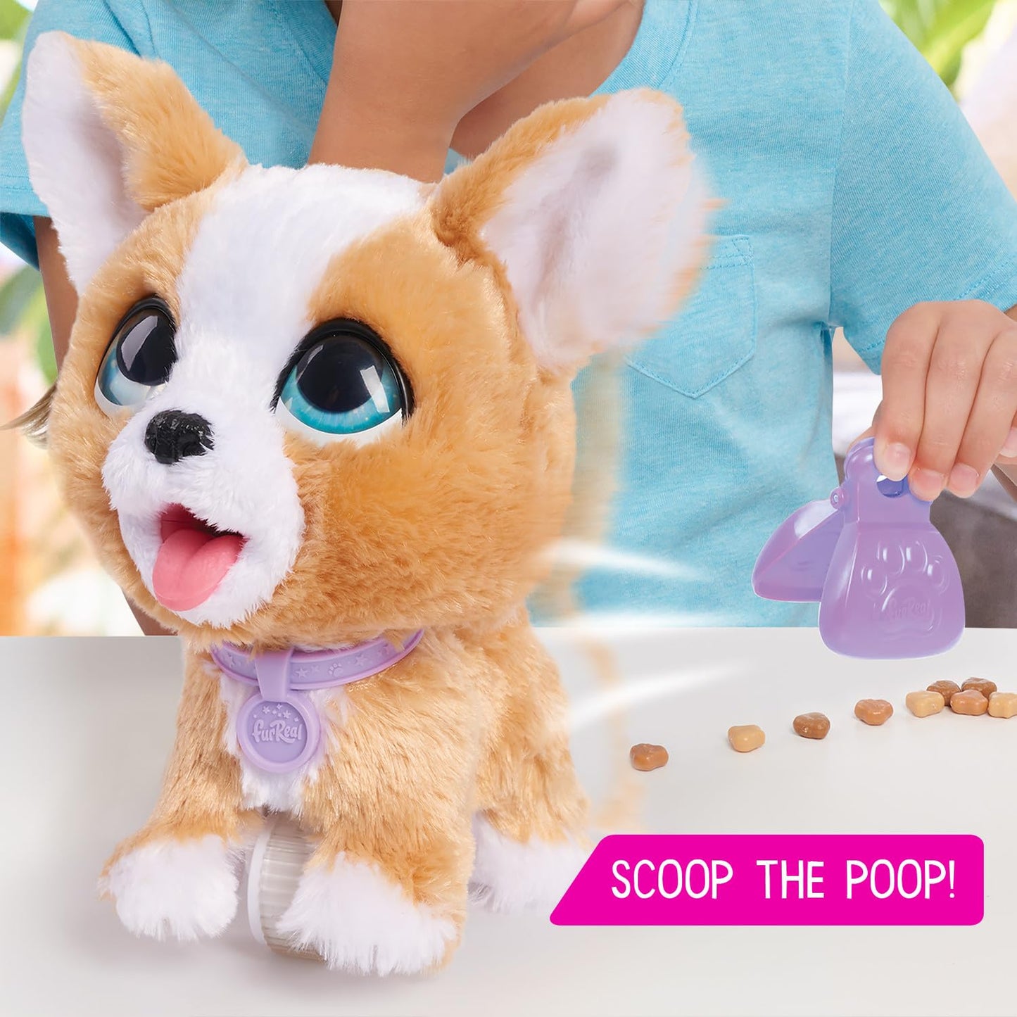 furReal Poop-A-Lots Corgi Interactive Walking Plush – 8-Inch Toy with Leash