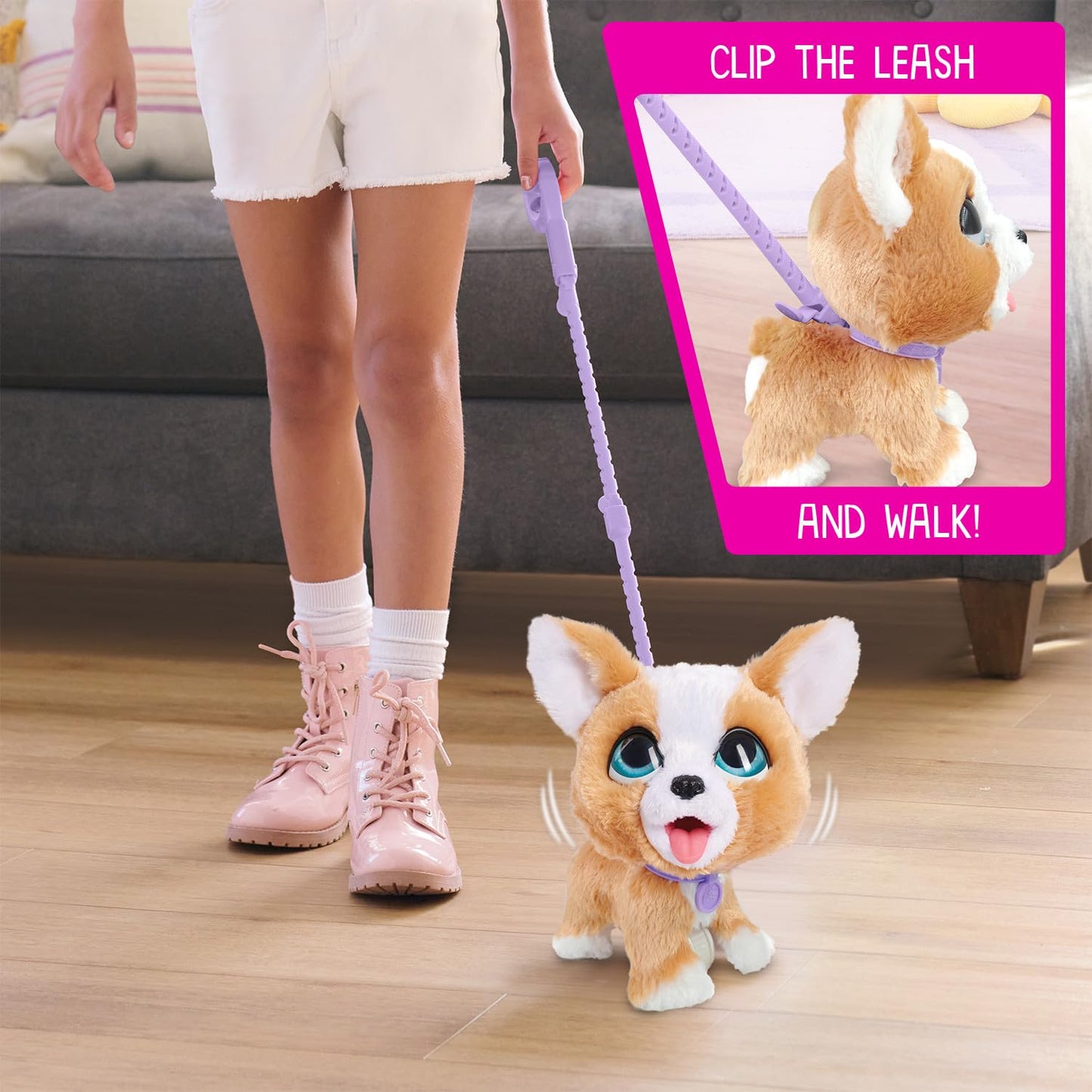 furReal Poop-A-Lots Corgi Interactive Walking Plush – 8-Inch Toy with Leash