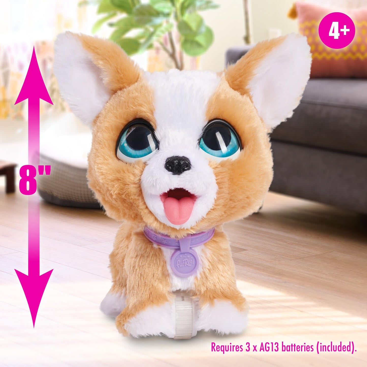 furReal Poop-A-Lots Corgi Interactive Walking Plush – 8-Inch Toy with Leash