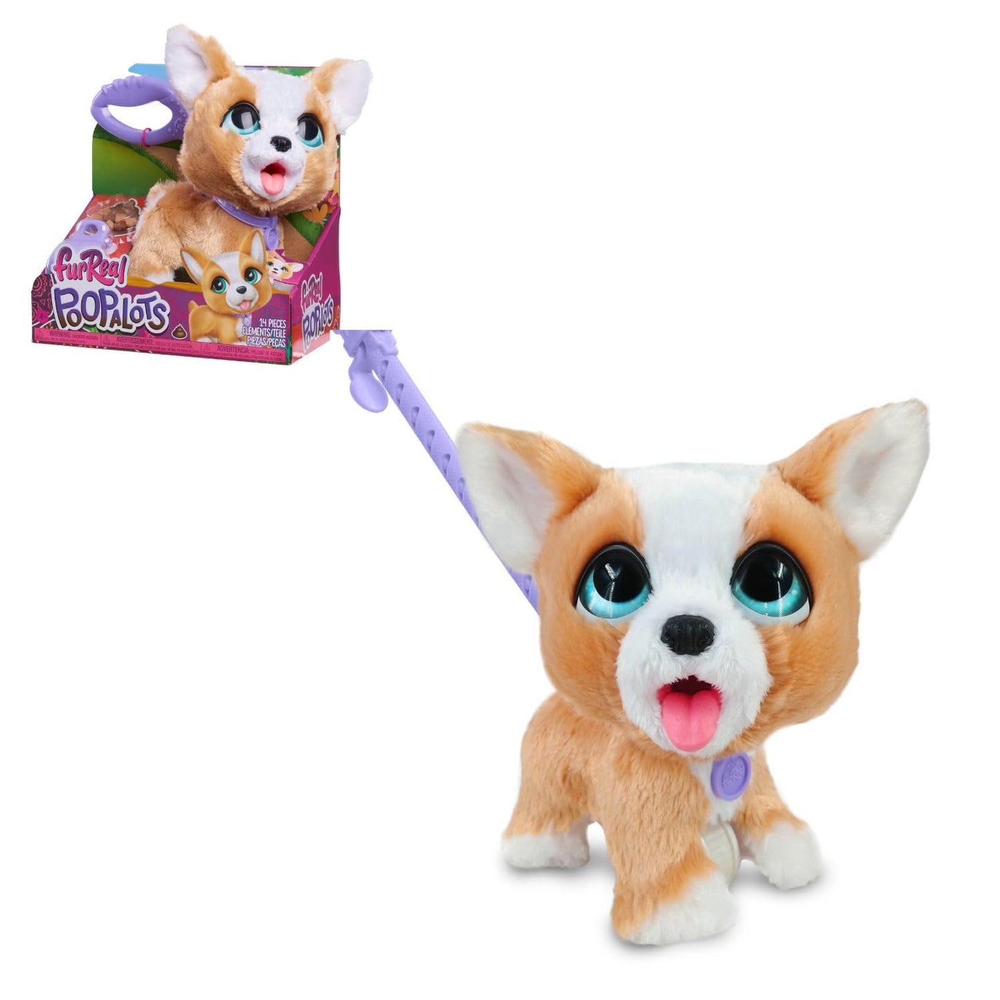 furReal Poop-A-Lots Corgi Interactive Walking Plush – 8-Inch Toy with Leash