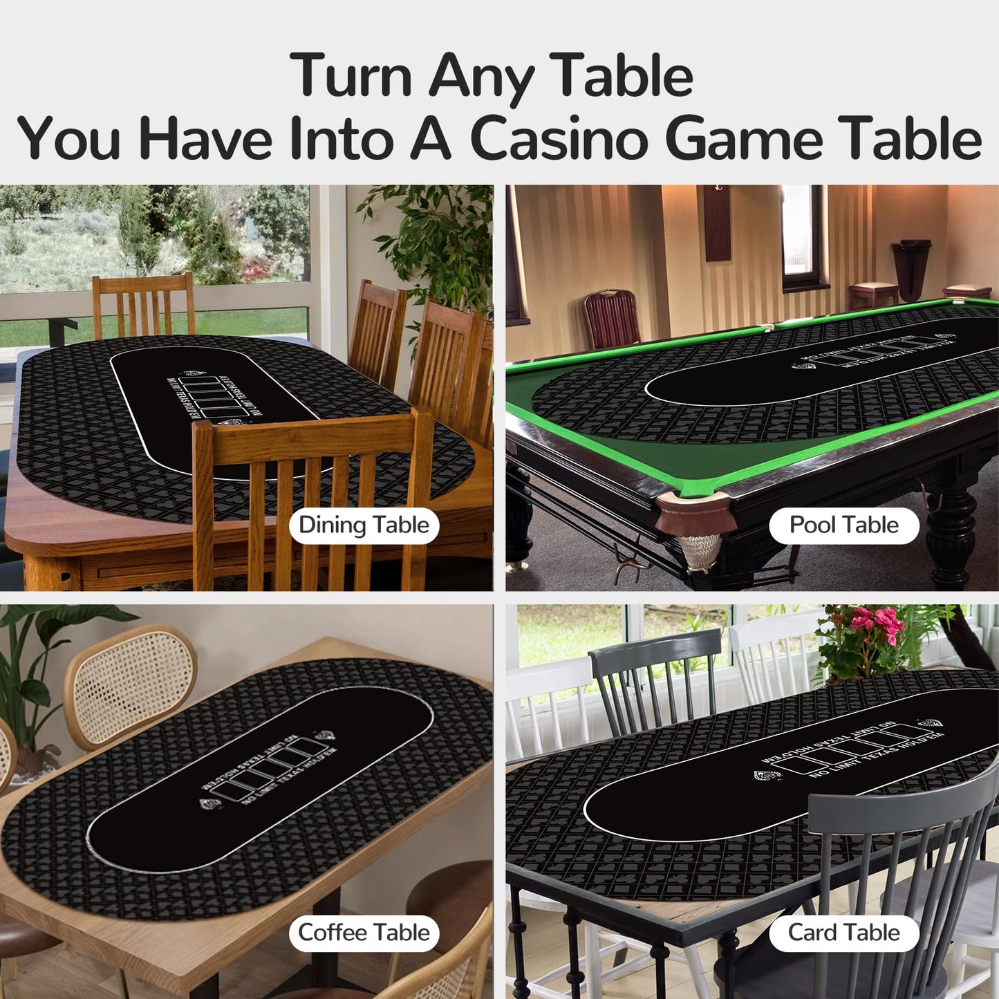 FURUISEN Waterproof 70x35 Poker Mat — Portable Table Top with Smooth Surface & Anti-Slip Base