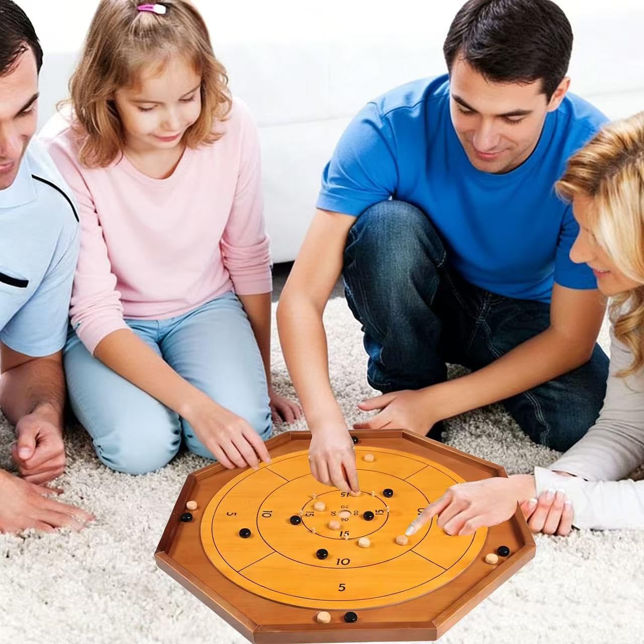 FURUISEN Crokinole & Checkers Board – 27-Inch Classic, 22-Inch Playing Surface