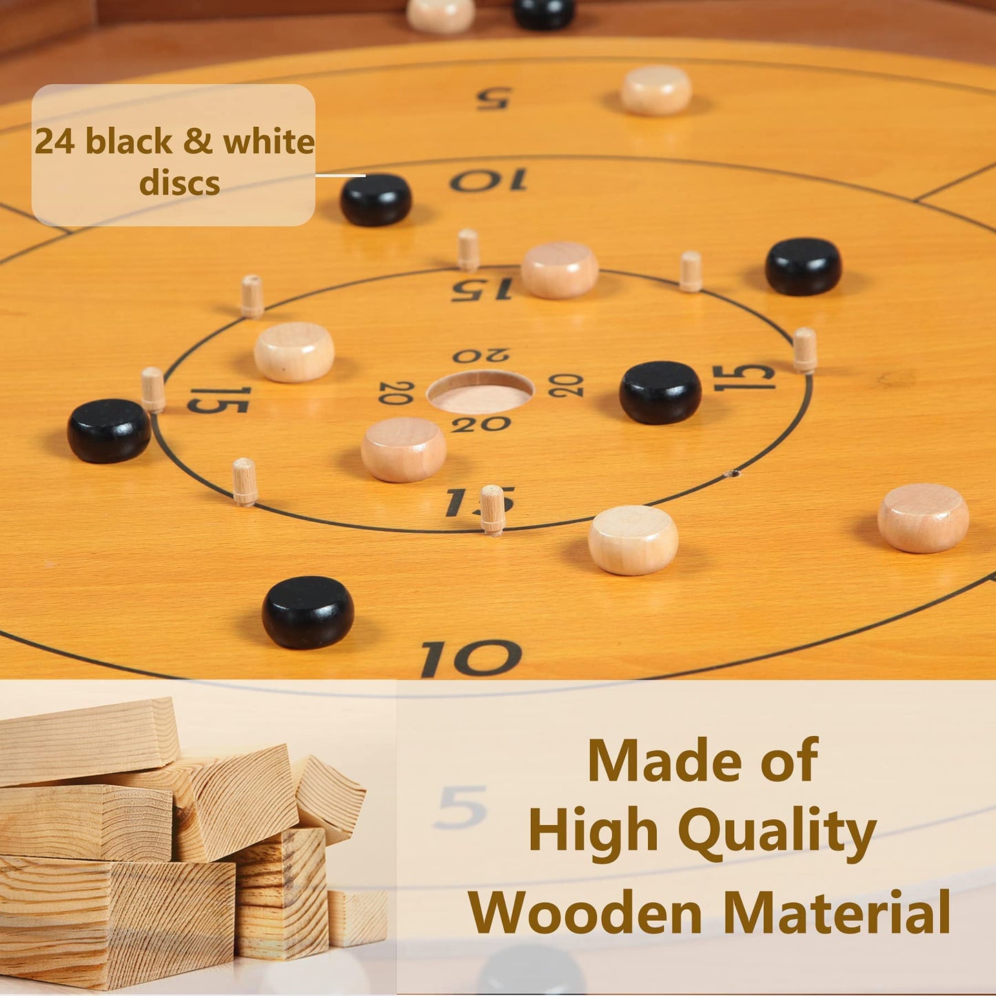 FURUISEN Crokinole & Checkers Board – 27-Inch Classic, 22-Inch Playing Surface