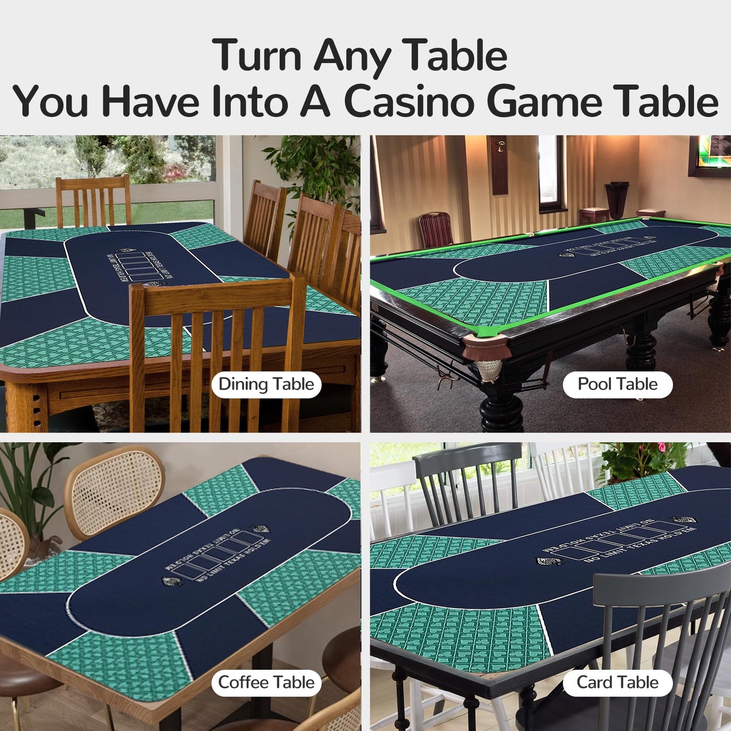 FURUISEN Waterproof Poker Mat 70" x 35" – 8-Player Table Top with Zipper Tote