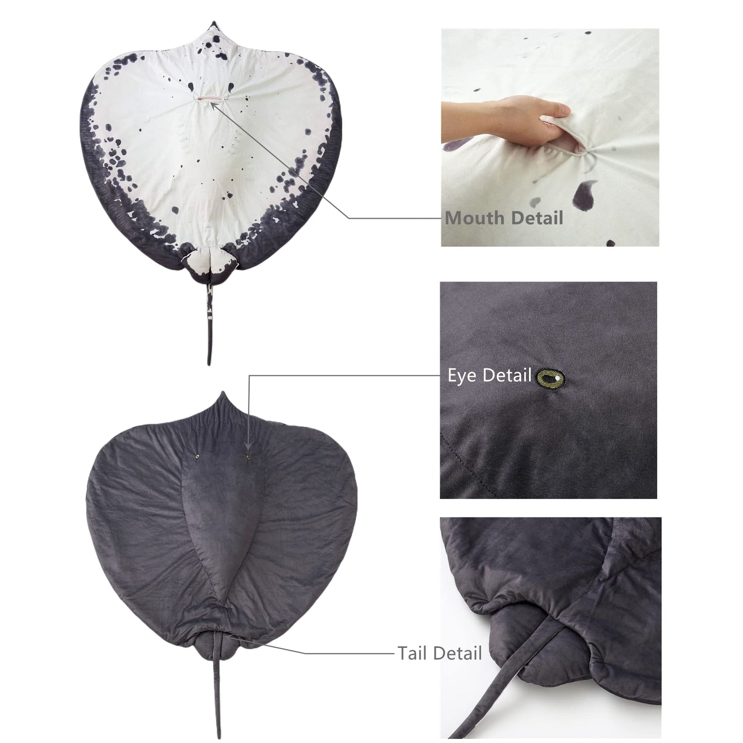 Furvana Manta Ray Wearable Blanket — Plush Stingray Throw for All Ages