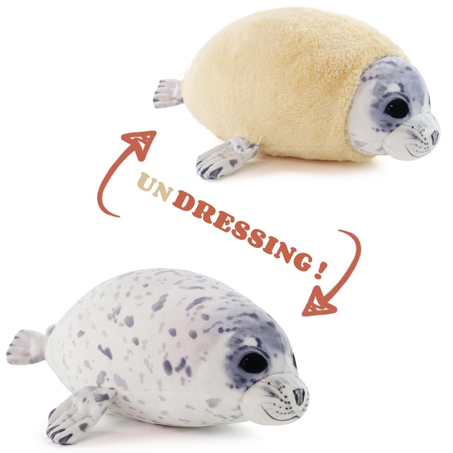 Furvana 20in Chubby Blob Seal Pillow - Cute Ocean Plush Toy for Room Decor