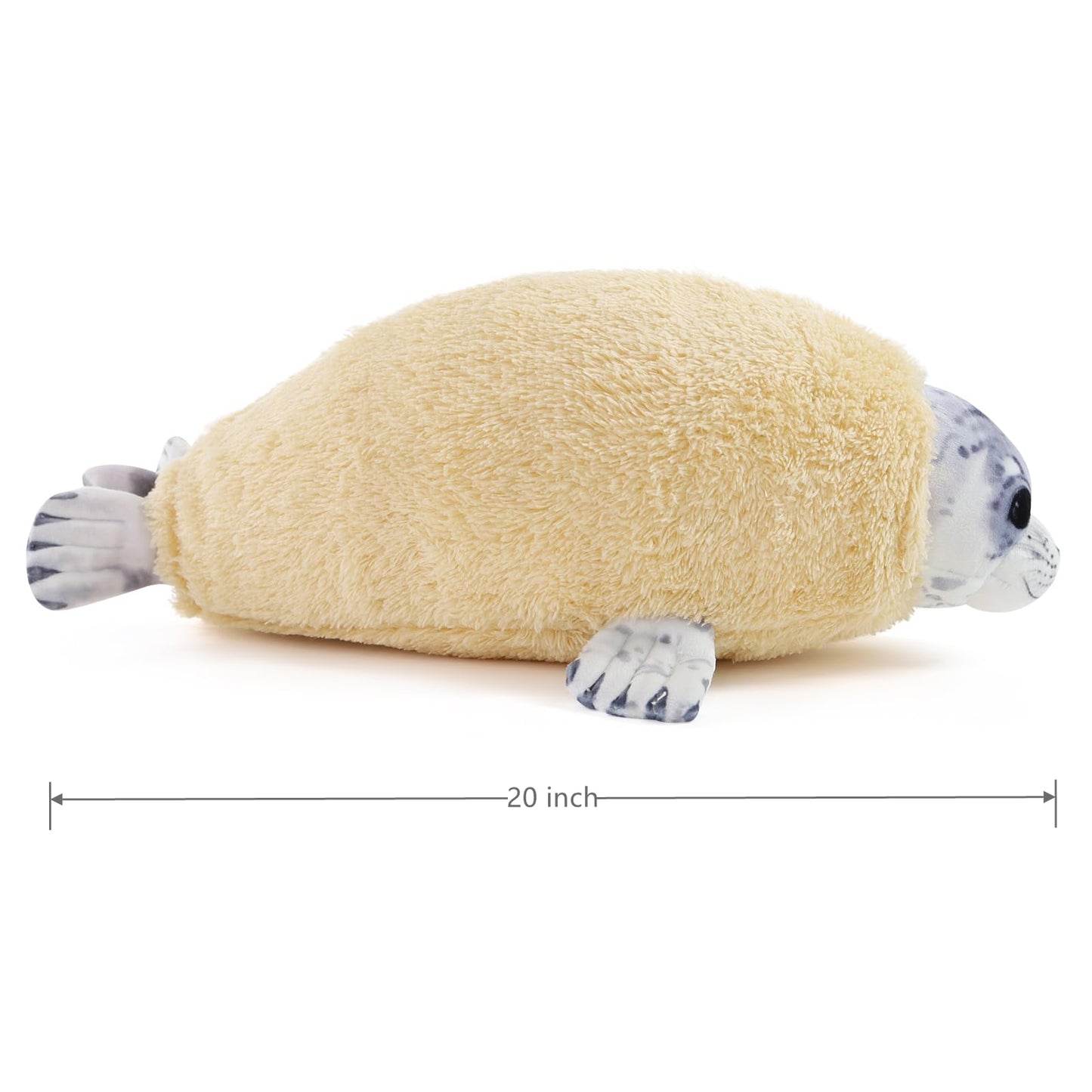Furvana 20in Chubby Blob Seal Pillow - Cute Ocean Plush Toy for Room Decor