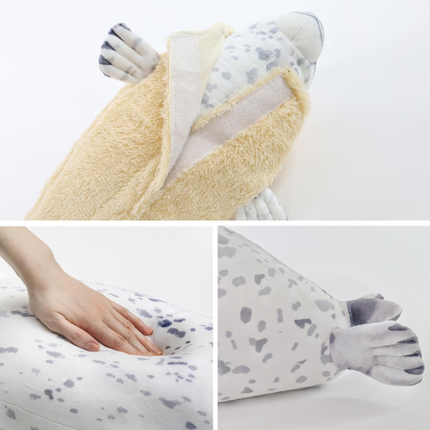 Furvana 20in Chubby Blob Seal Pillow - Cute Ocean Plush Toy for Room Decor