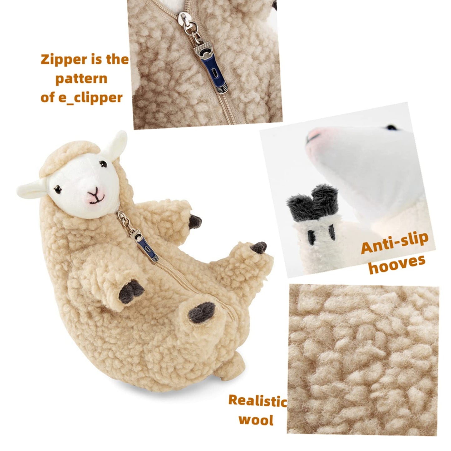 Furvana Shaved Sheep Plush Toy – Soft Lamb Stuffed Animal for Sleep, Play, and Gifts