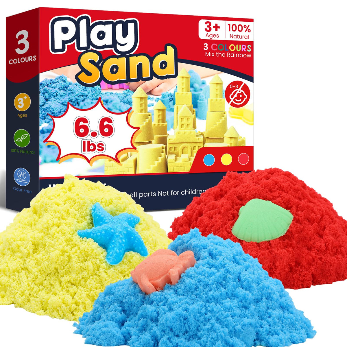 FURWEY 6.6lbs Play Sand – 3-Color Sensory Sand for Creative Shaping & Molding