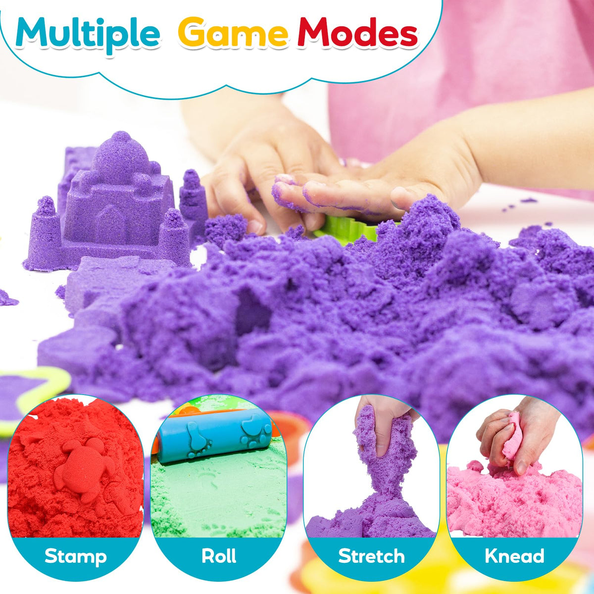 FURWEY 6.6lbs Play Sand – 3-Color Sensory Sand for Creative Shaping & Molding