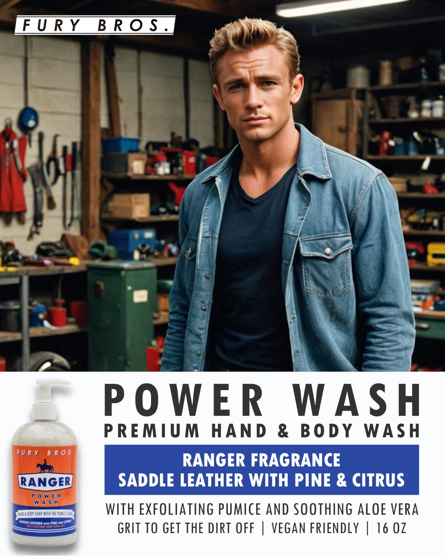 FURY BROS. Premium Power Wash – Ranger: Saddle Leather, Pine & Citrus | 16 oz
