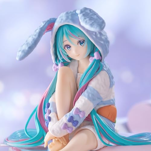 FuRyu Hatsune Miku Noodle Stopper Figure - Rabbit Ear Hood Pajama (Blue Color ver.)