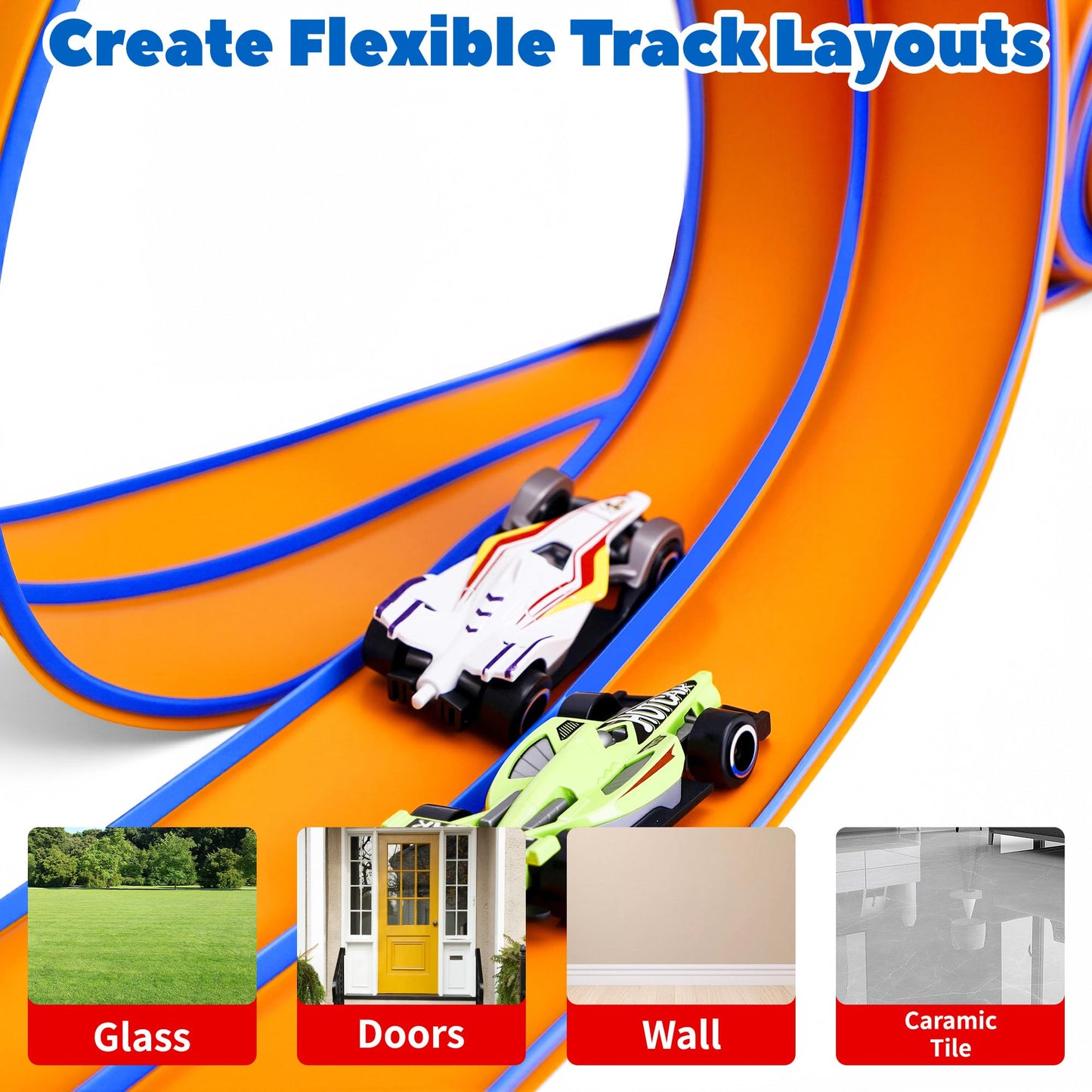 FUTESI Flexible 15 Ft Race Track Starter Set — Compatible with 1/64 Diecast Cars