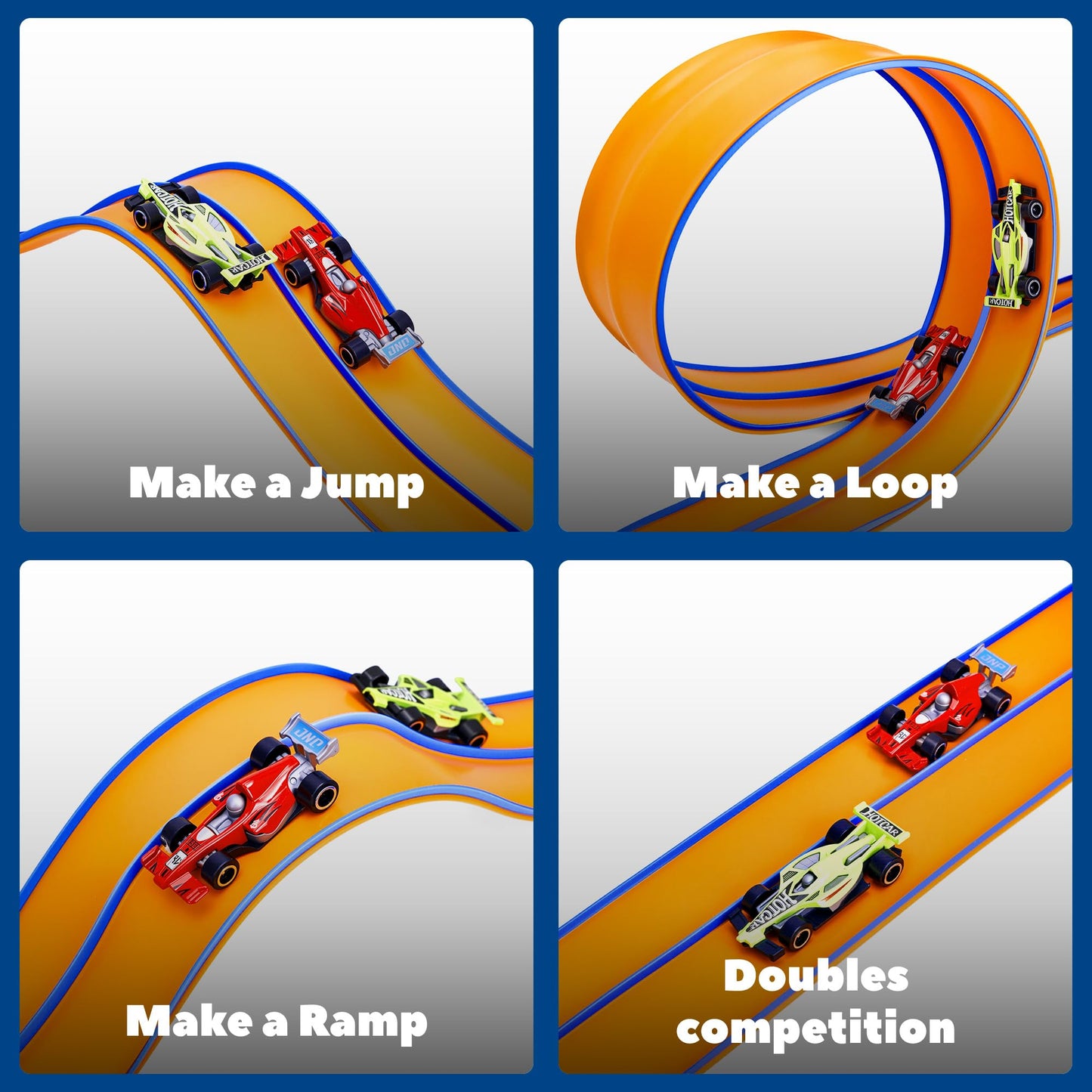 FUTESI Flexible 15 Ft Race Track Starter Set — Compatible with 1/64 Diecast Cars