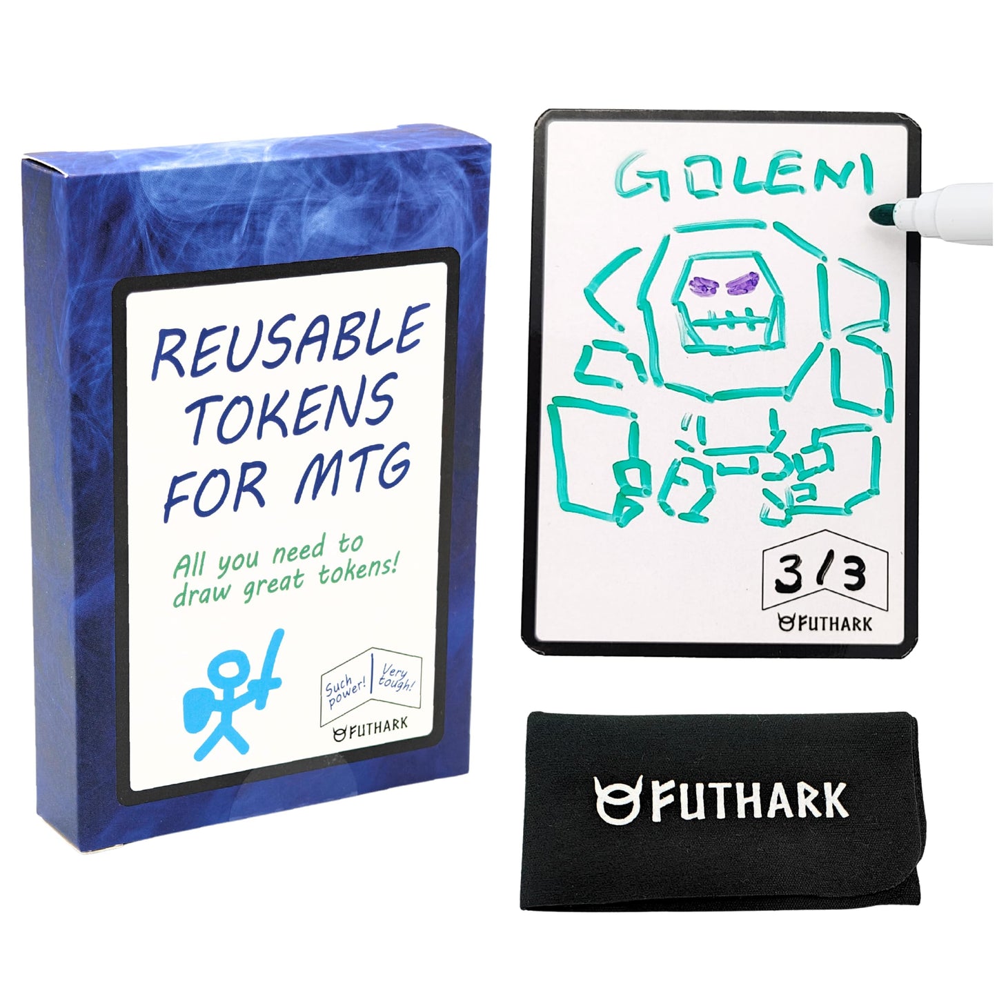 Futhark Dry Erase MTG Tokens Set – Reusable Double-Sided Proxies for MTG (63x88mm)