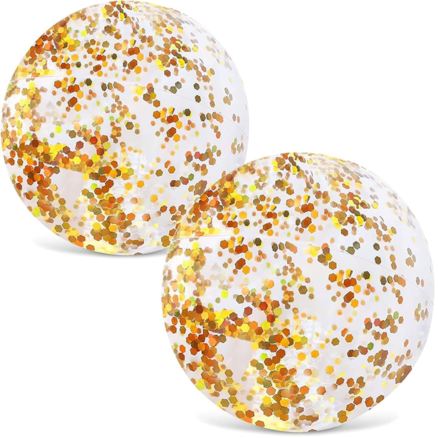 FUTUREPLUSX 16-Inch Glitter Beach Balls (2-Pack) with Gold Confetti