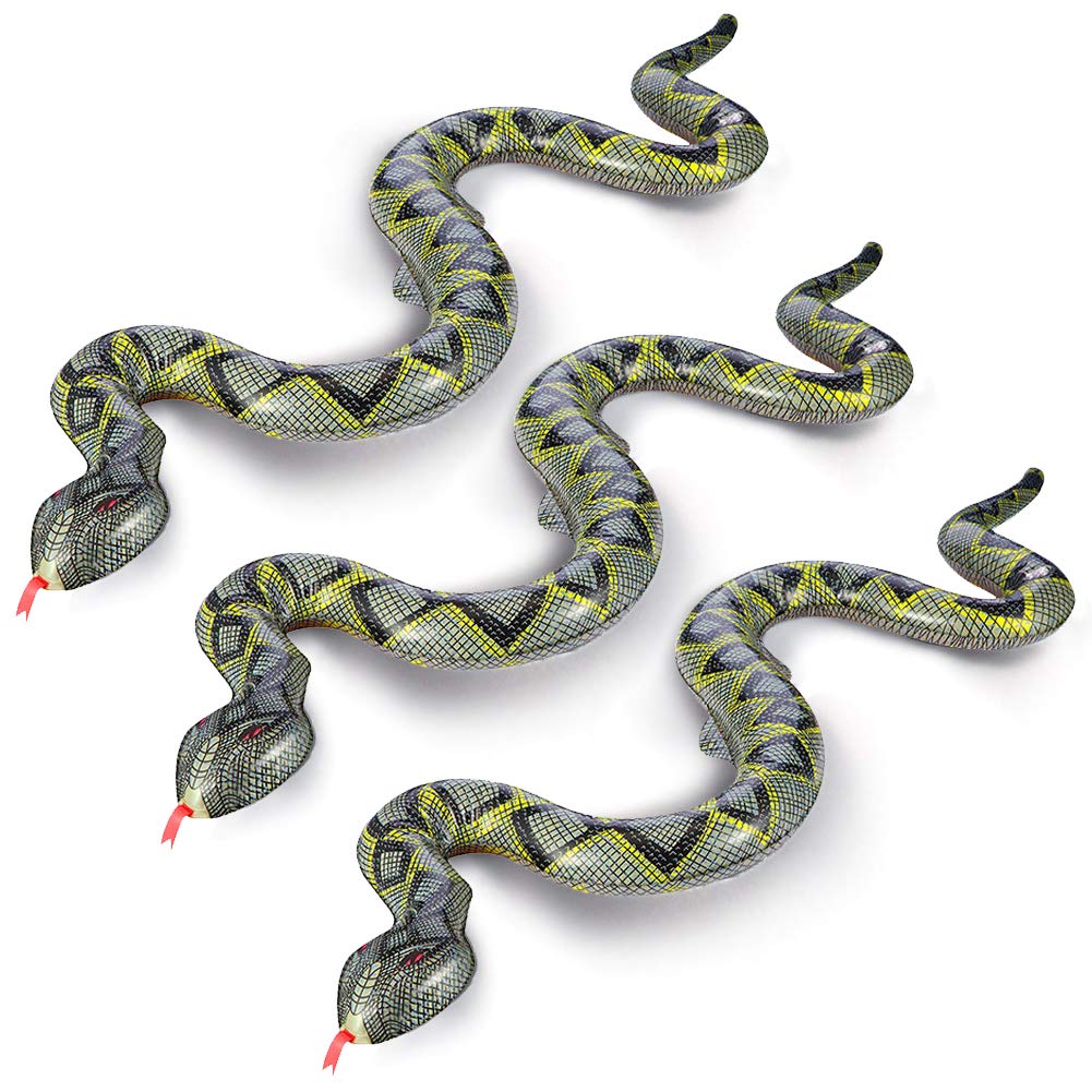 FUTUREPLUSX 3PCS Inflatable Snakes — 39-Inch Pool & Jungle Safari Decor Set