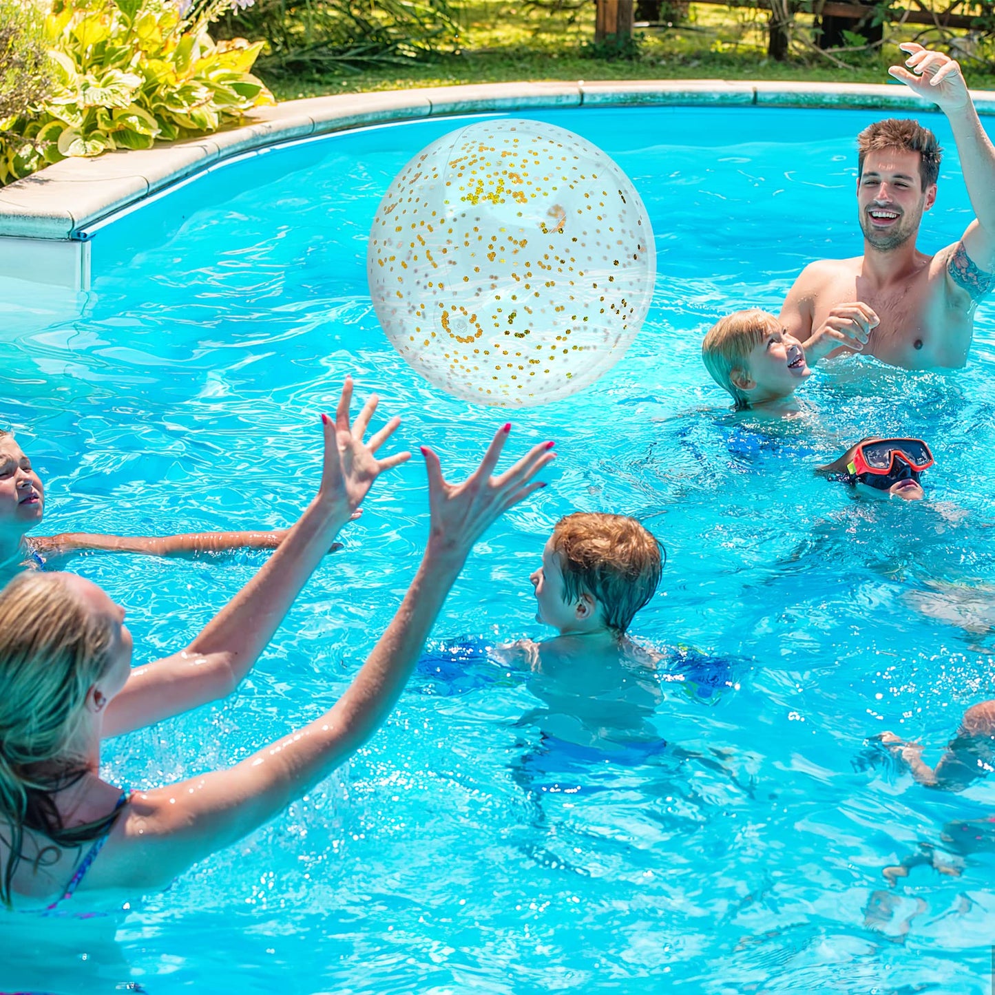 FUTUREPLUSX 16-Inch Glitter Beach Balls (2-Pack) with Gold Confetti