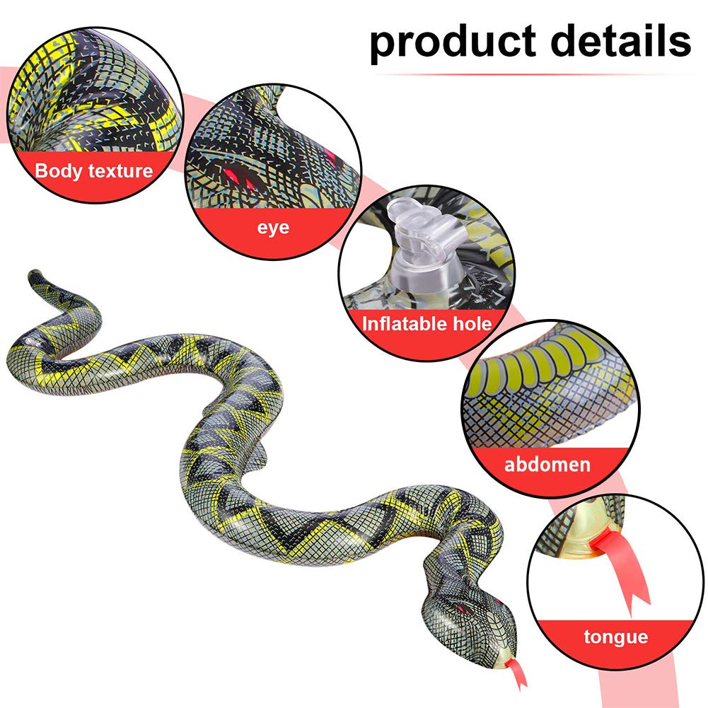 FUTUREPLUSX 3PCS Inflatable Snakes — 39-Inch Pool & Jungle Safari Decor Set