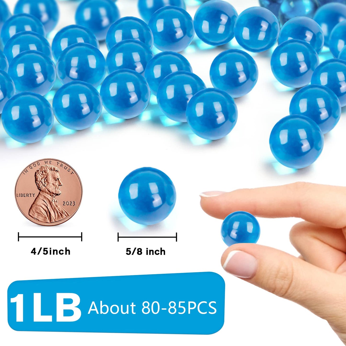 FuturePlusX Light Blue Glass Marbles – 1LB Vase Fillers, Clear Glass Beads for Aquarium Decor