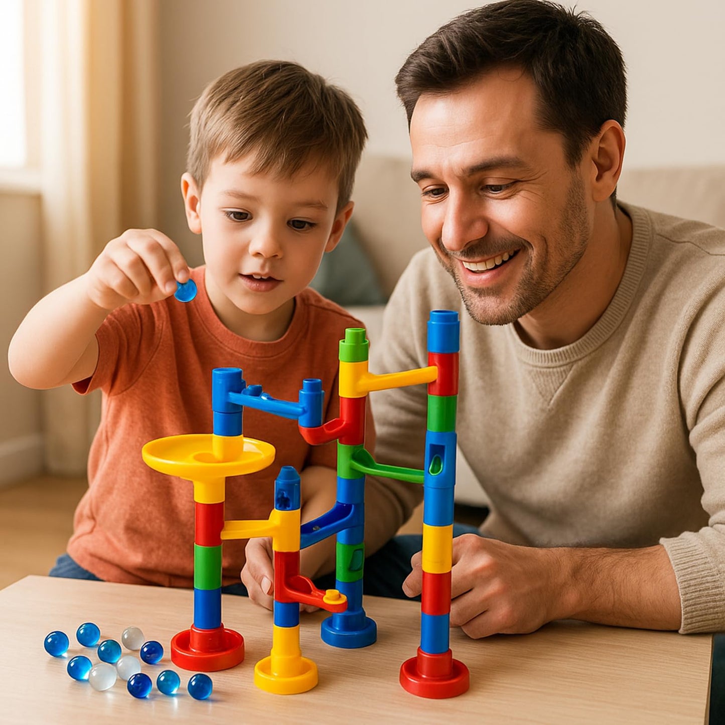 FUTUREPLUSX 75PCS Blue Marbles Bulk | Marble Run Games & Decor