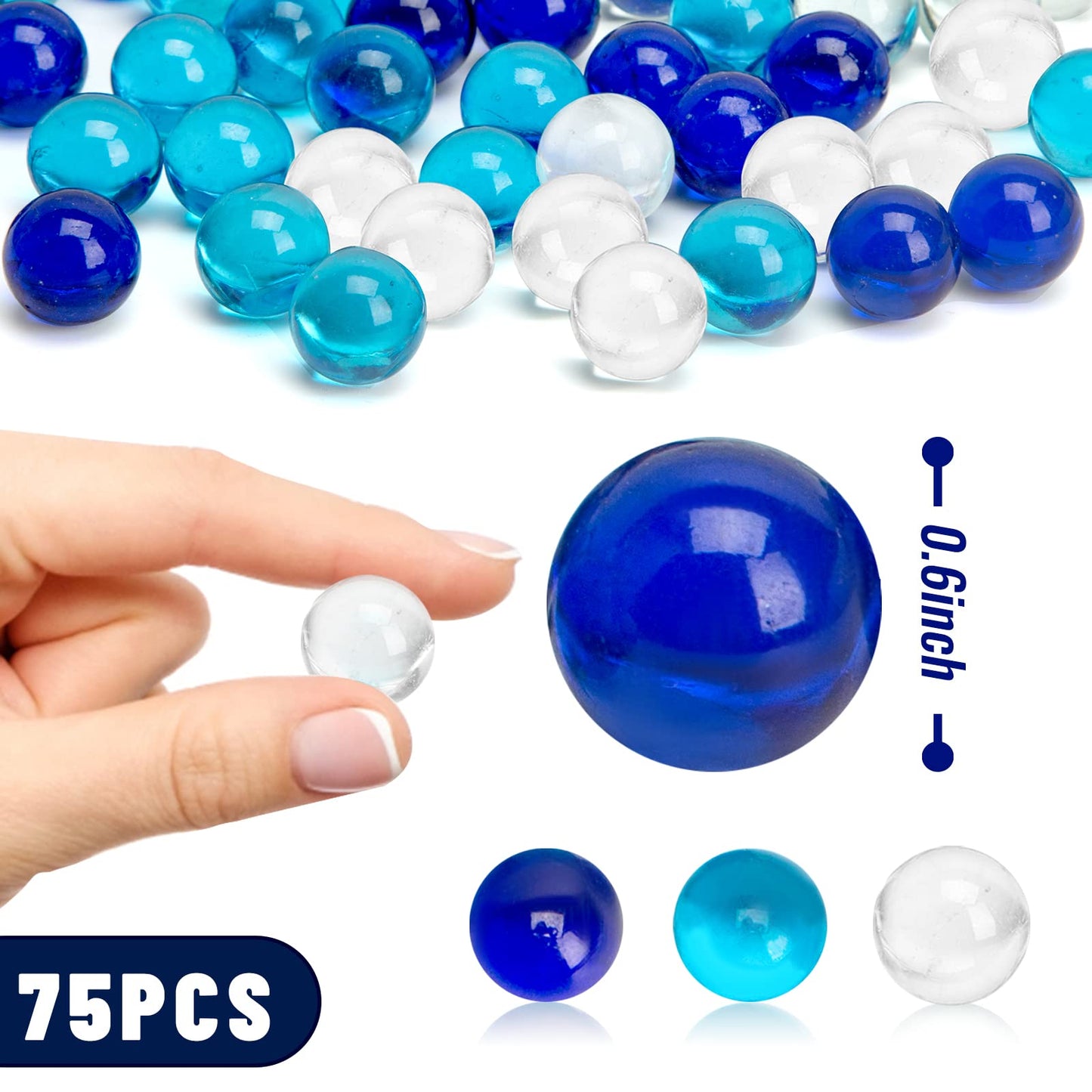 FUTUREPLUSX 75PCS Blue Marbles Bulk | Marble Run Games & Decor