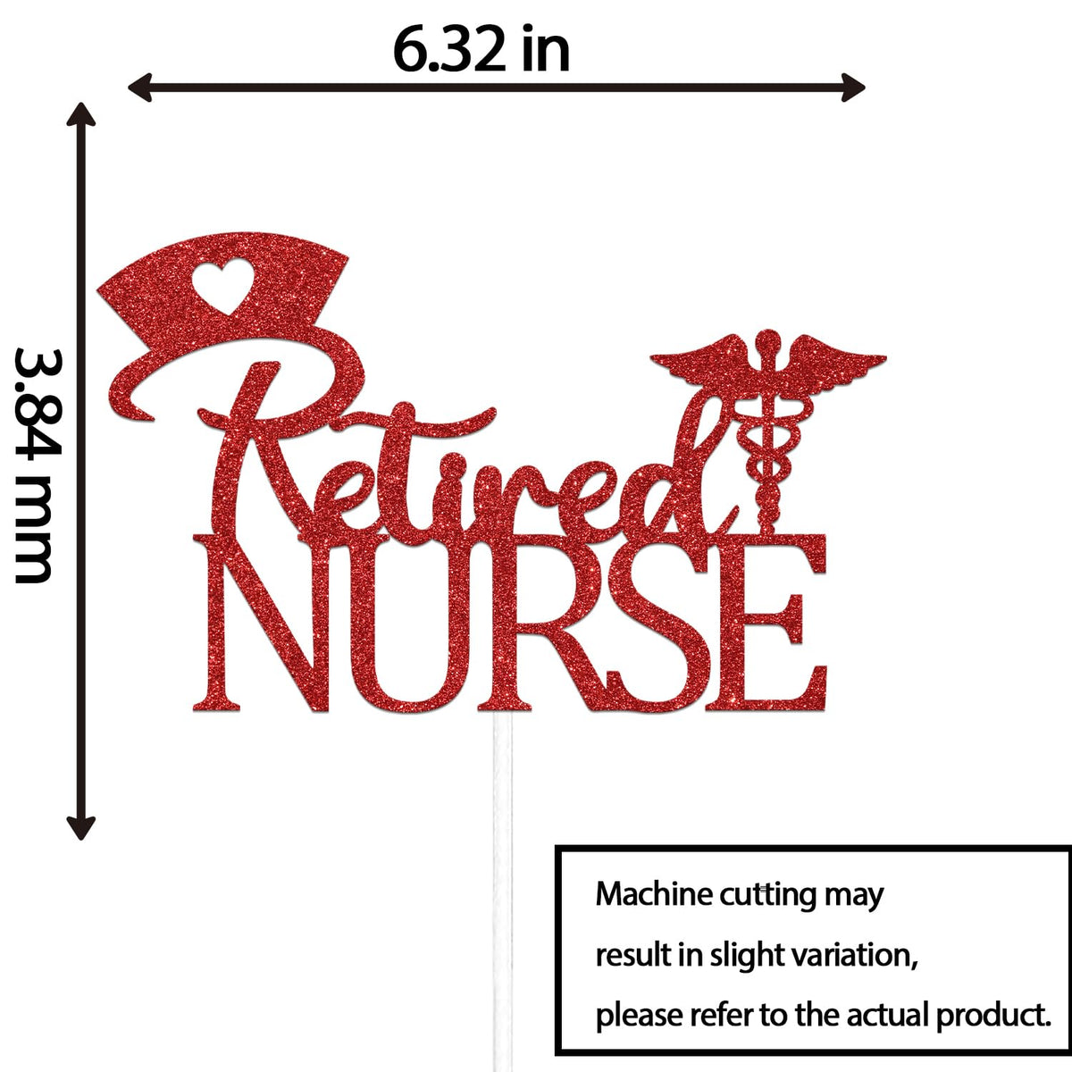 FUUF Retired Nurse Cake Topper – Officially Retired, Red Glitter | Class of 2021 Celebration