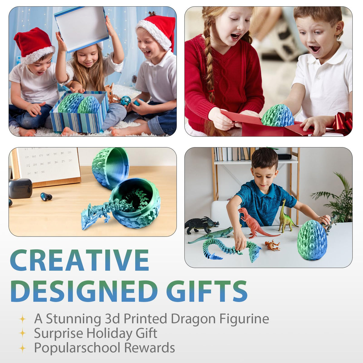 Fuwkeo 5-inch Dual-Color Dragon Egg with 12.7-inch Flexible Crystal Dragon - Mythical Surprise Gift